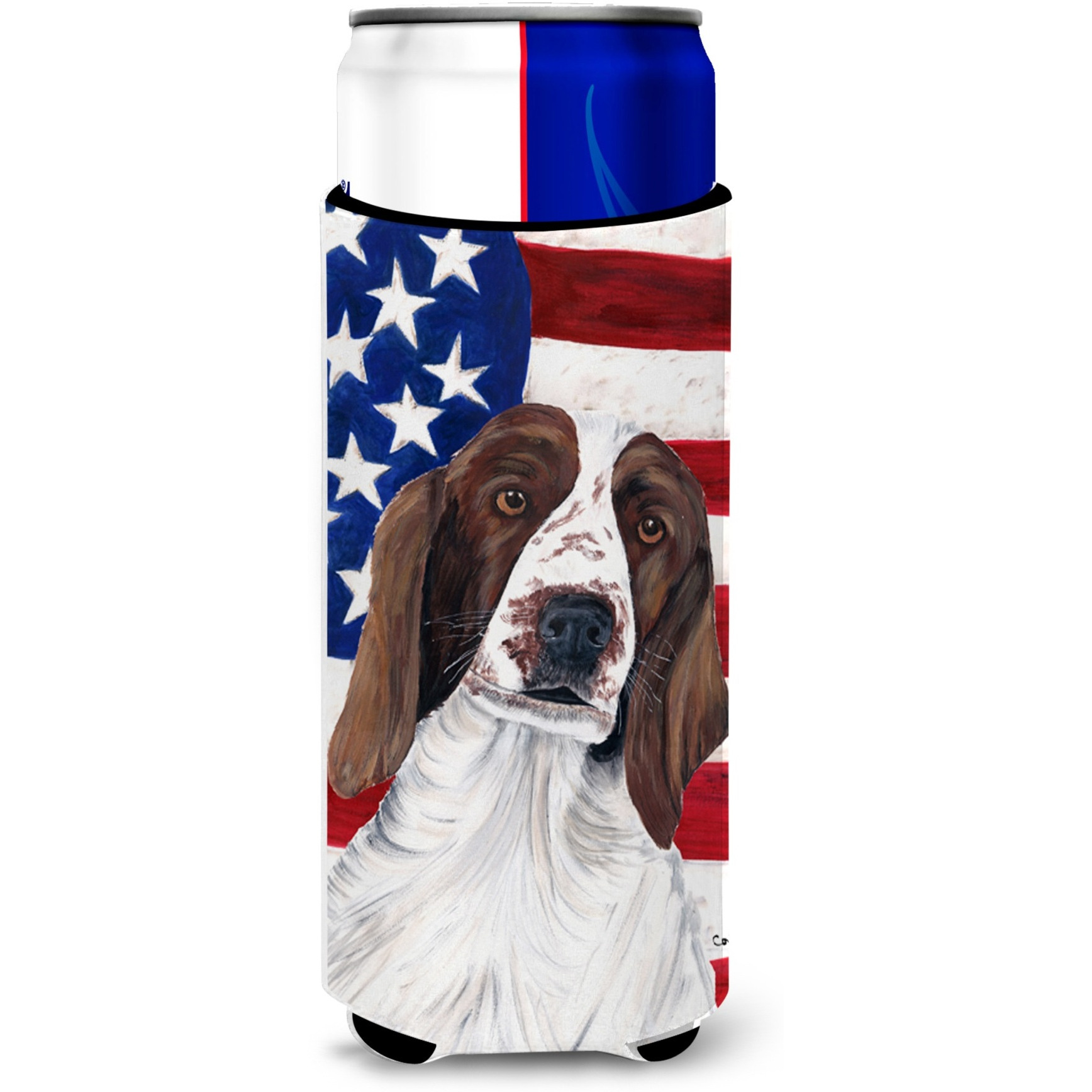 USA American Flag with Welsh Springer Spaniel Ultra Beverage Insulators for slim cans SC9024MUK