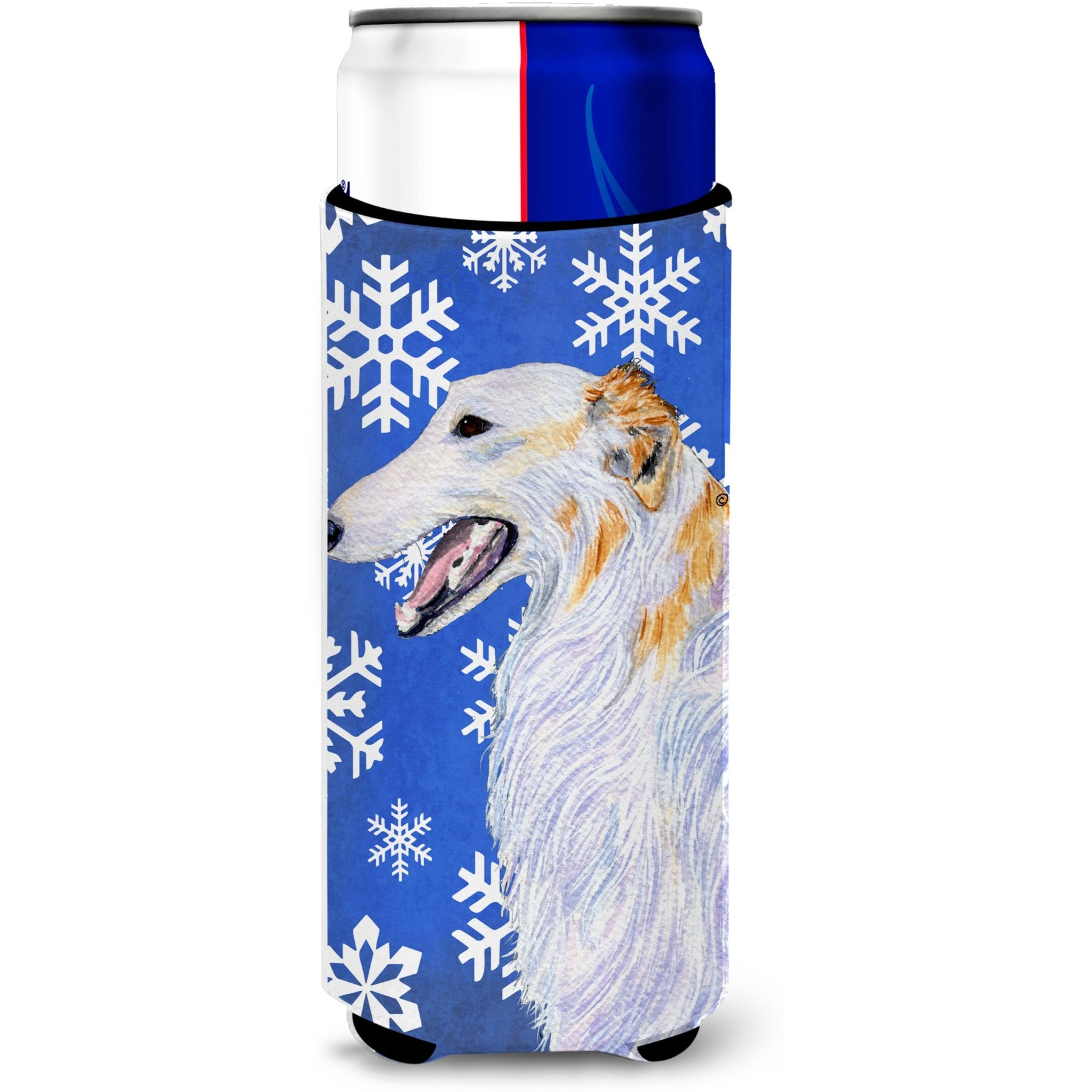 Borzoi Winter Snowflakes Holiday Ultra Beverage Insulators for slim cans SS4613MUK