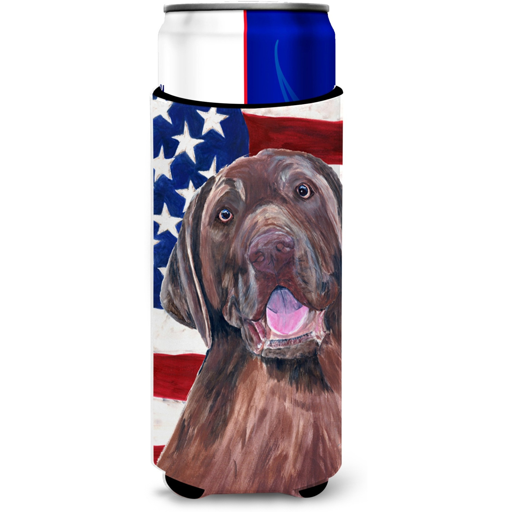 USA American Flag with Labrador Ultra Beverage Insulators for slim cans SC9029MUK