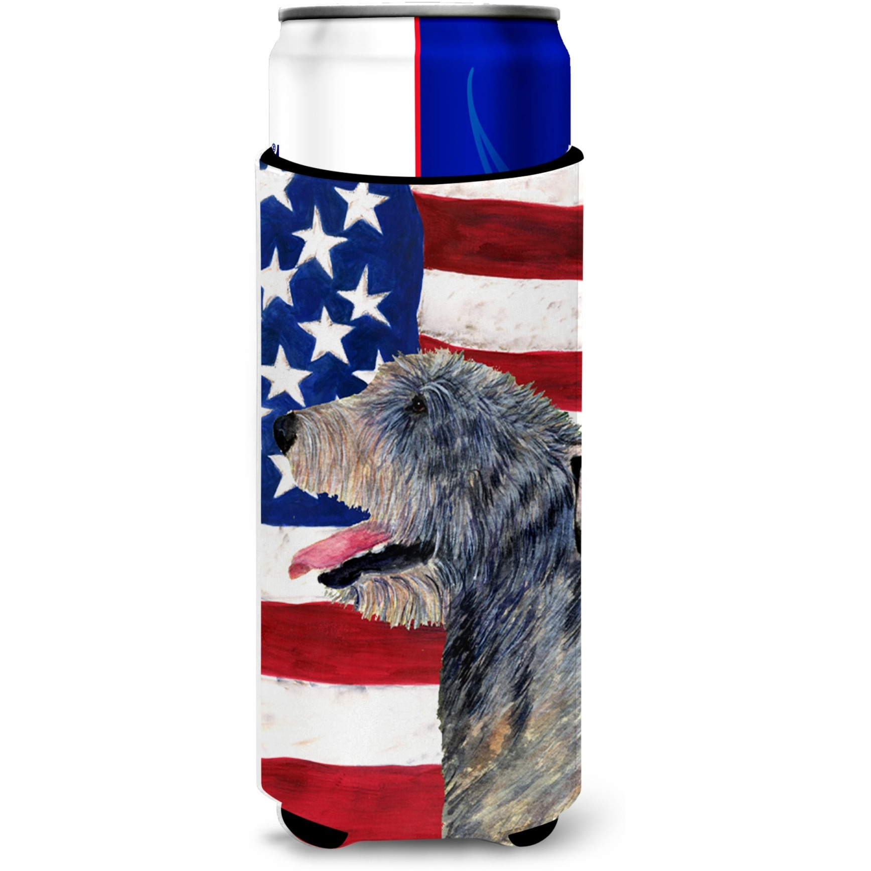 USA American Flag with Irish Wolfhound Ultra Beverage Insulators for slim cans SS4033MUK