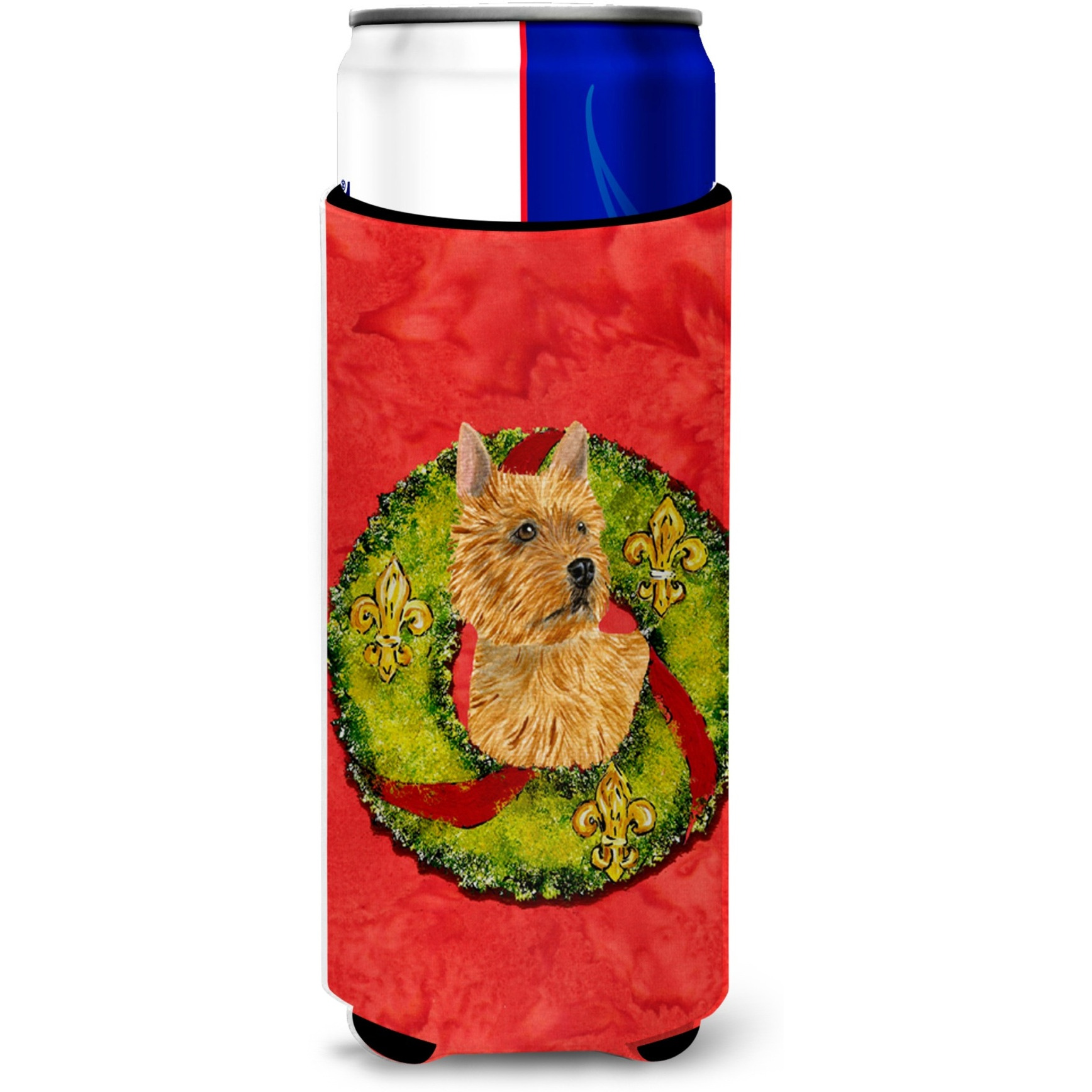 Norwich Terrier Cristmas Wreath Ultra Beverage Insulators for slim cans SS4188MUK