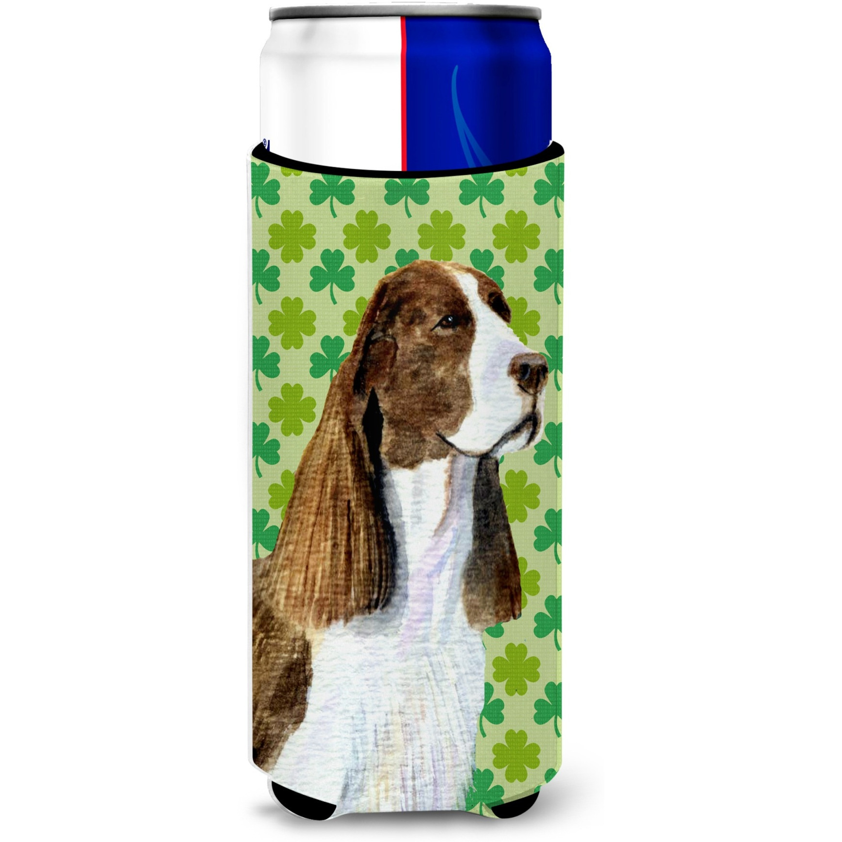 Springer Spaniel St. Patrick's Day Shamrock Portrait Ultra Beverage Insulators for slim cans SS4444MUK
