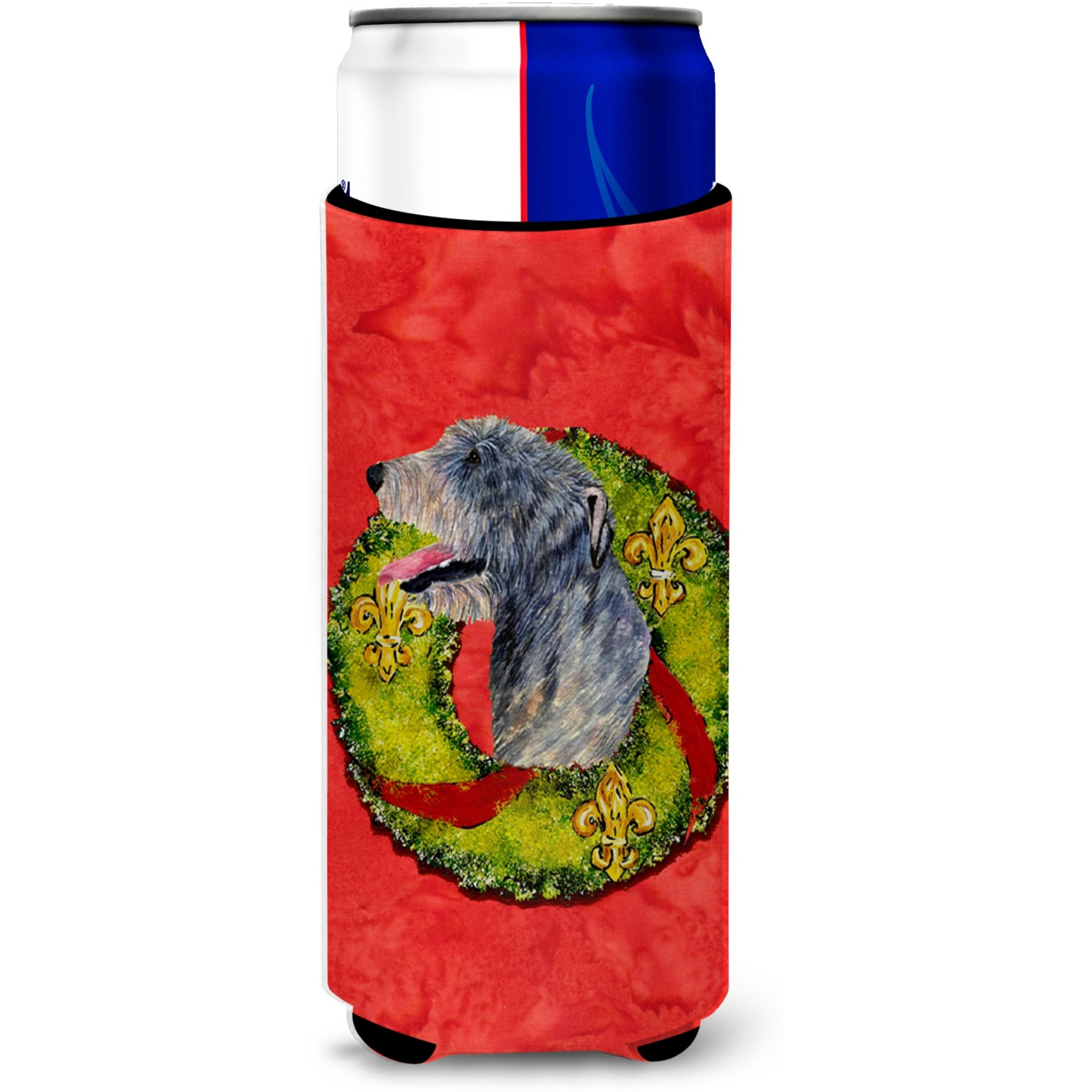 Irish Wolfhound Cristmas Wreath Ultra Beverage Insulators for slim cans SS4193MUK