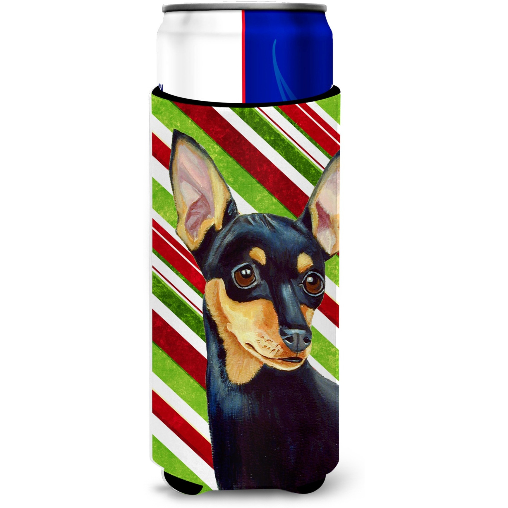 Min Pin Candy Cane Holiday Christmas Ultra Beverage Insulators for slim cans LH9245MUK