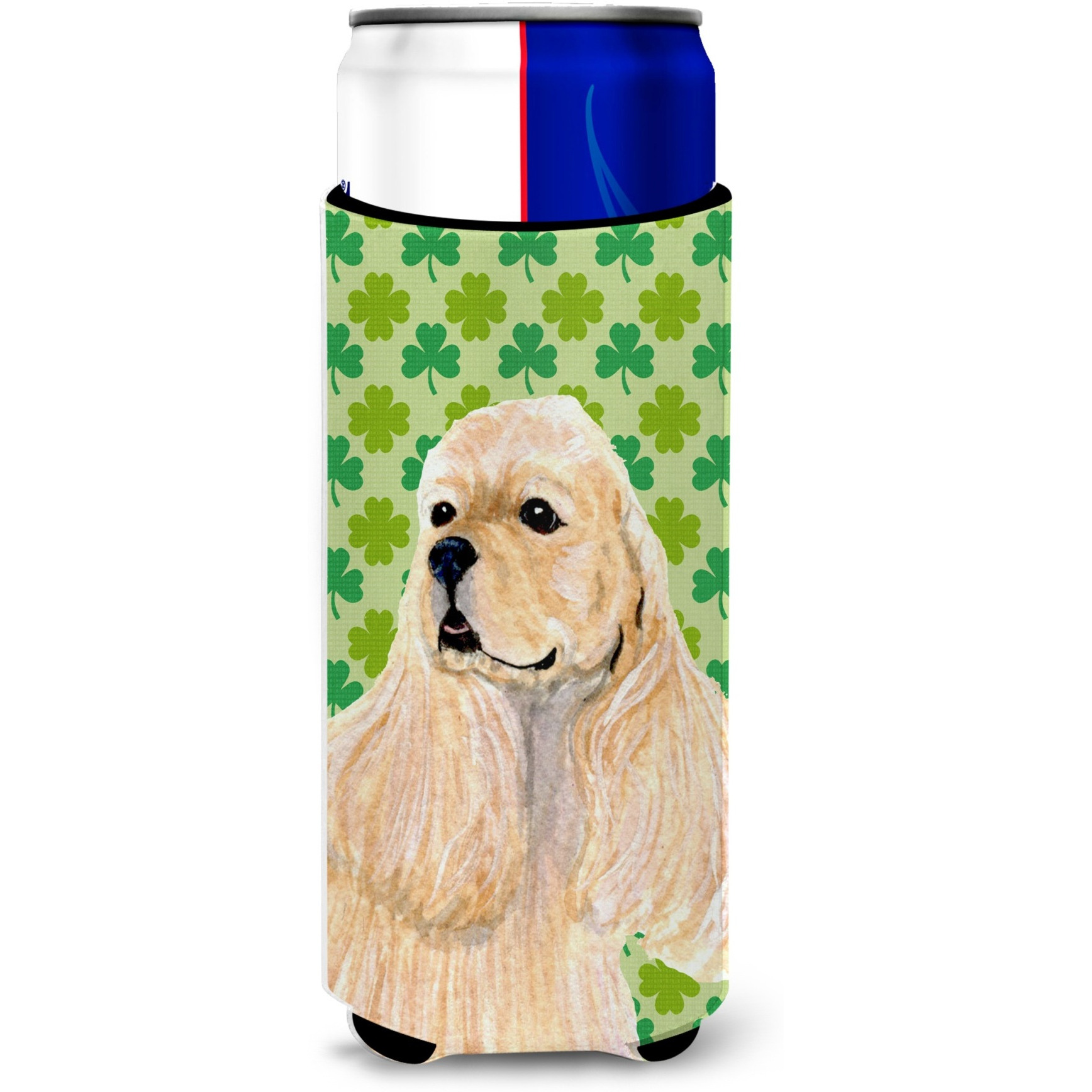 Cocker Spaniel St. Patrick's Day Shamrock Portrait Ultra Beverage Insulators for slim cans SS4453MUK