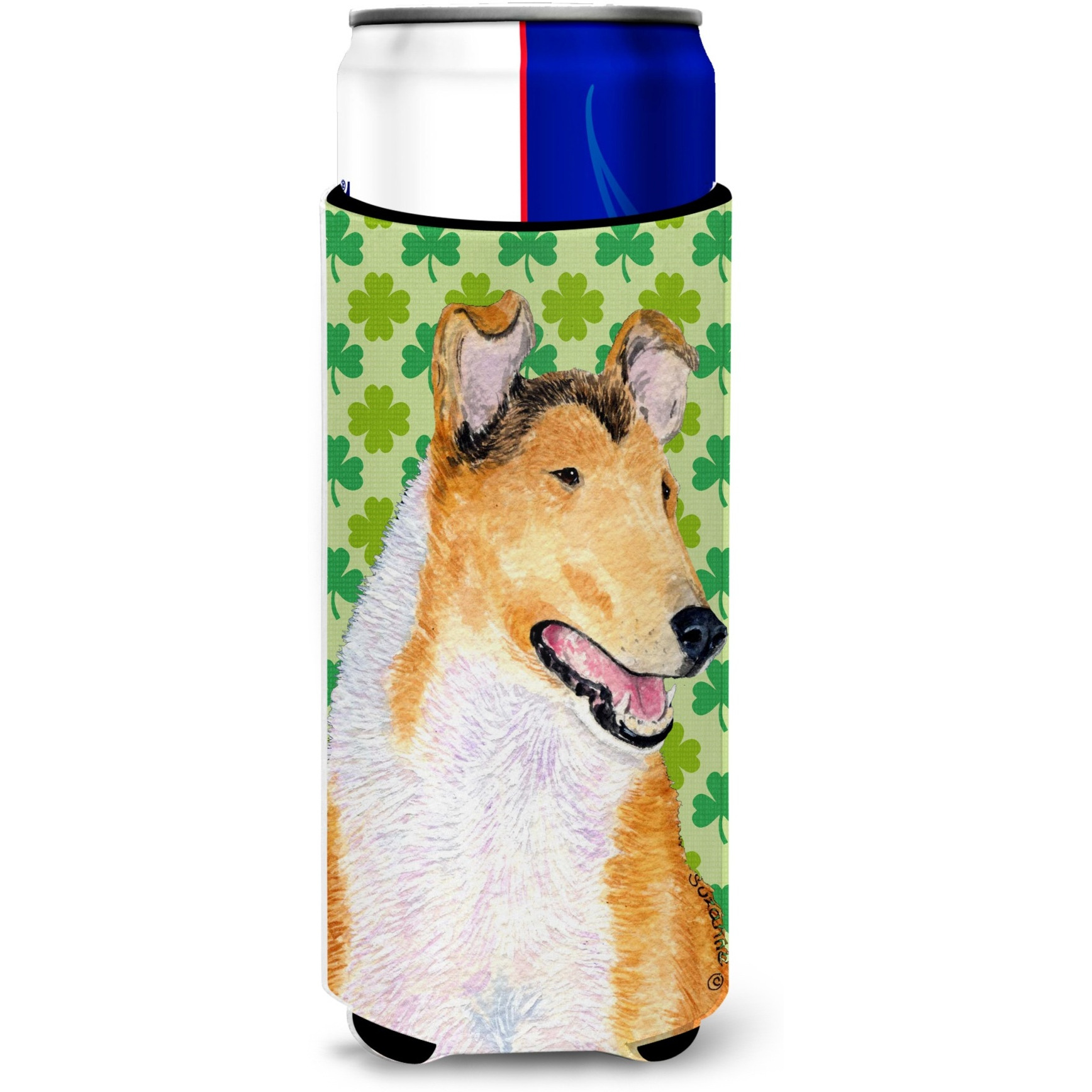 Collie Smooth St. Patrick's Day Shamrock Portrait Ultra Beverage Insulators for slim cans SS4401MUK
