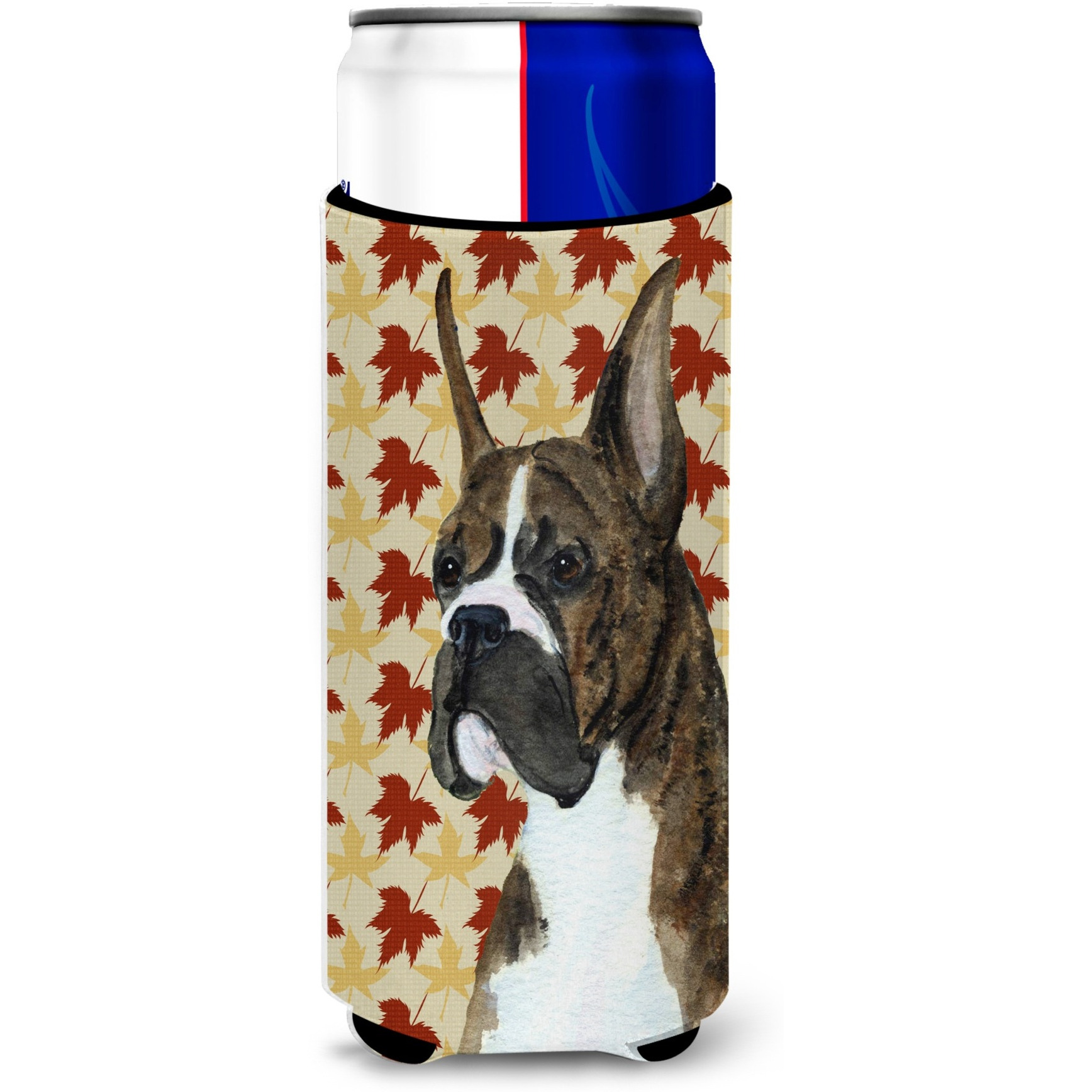 Boxer Brindle Fall Leaves Portrait Ultra Beverage Insulators for slim cans SS4348MUK