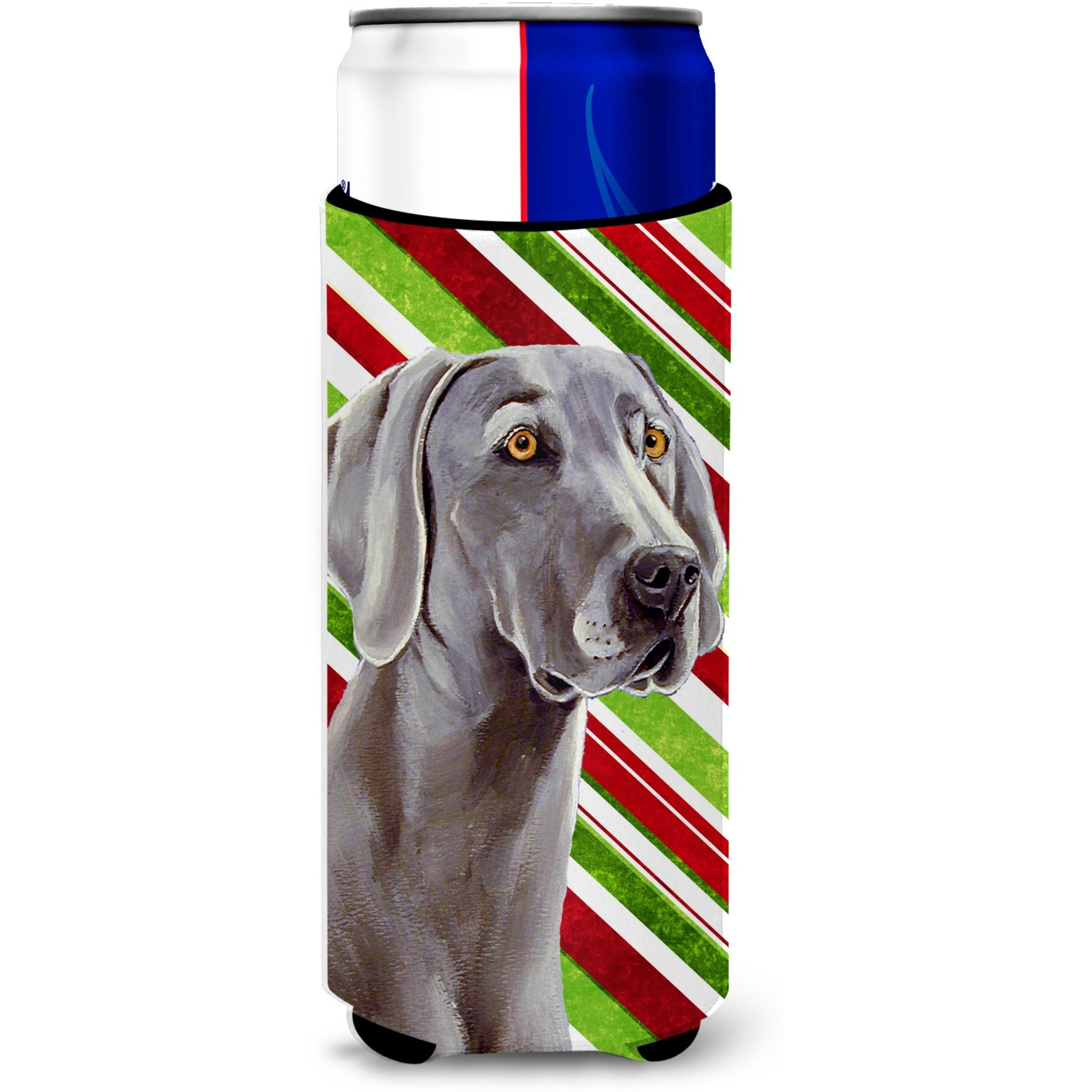 Weimaraner Candy Cane Holiday Christmas Ultra Beverage Insulators for slim cans LH9251MUK