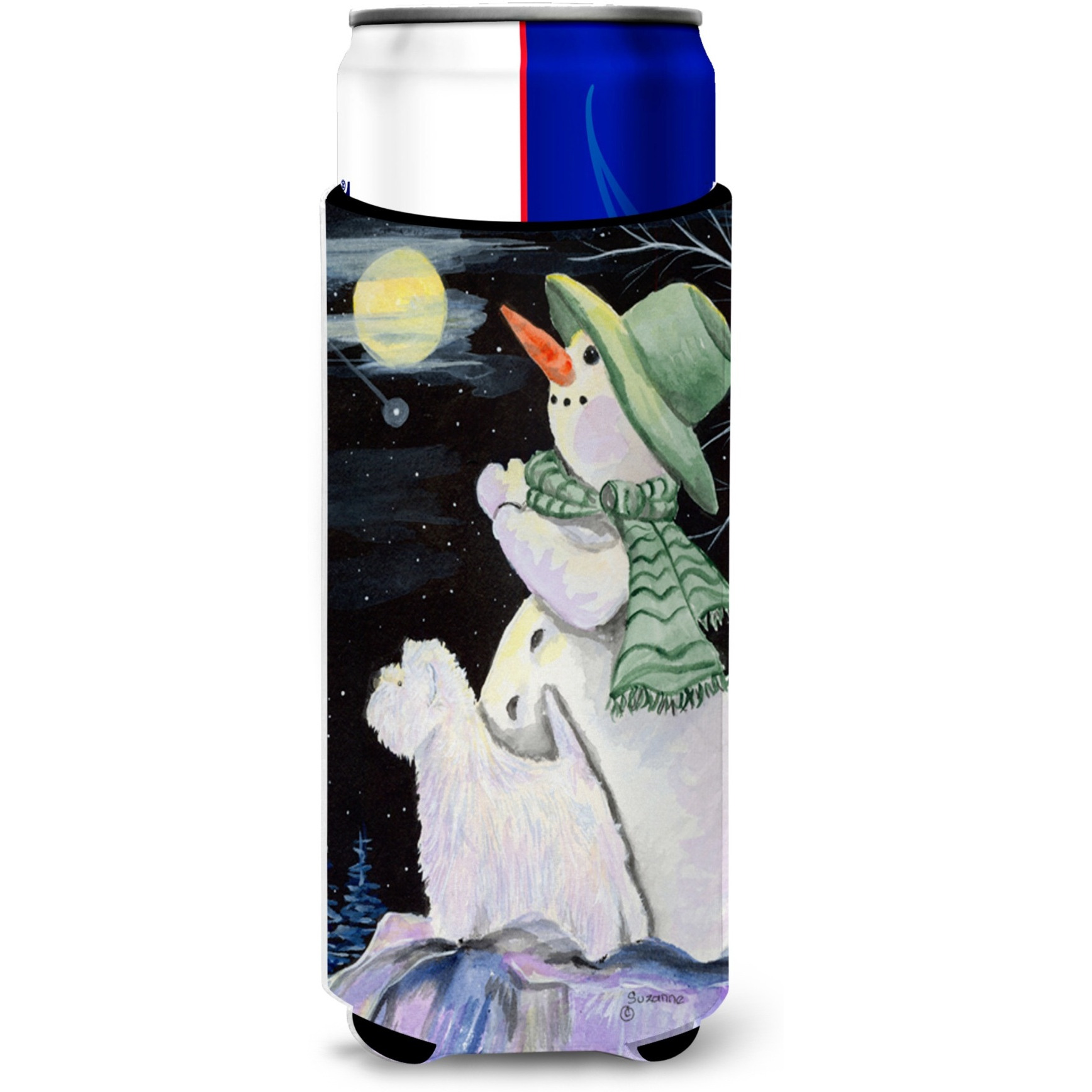 Snowman with Westie Ultra Beverage Insulators for slim cans SS8797MUK