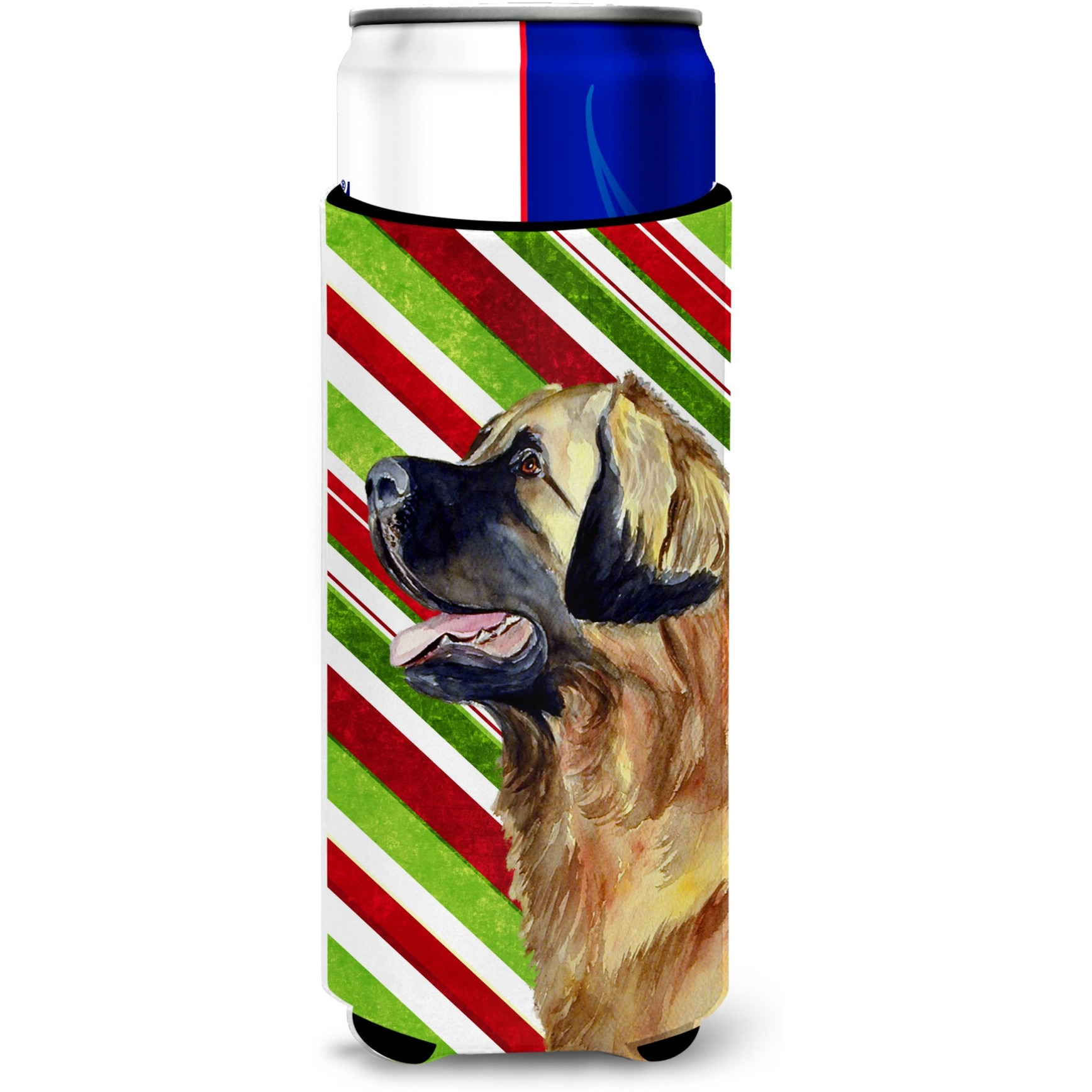 Leonberger Candy Cane Holiday Christmas Ultra Beverage Insulators for slim cans LH9258MUK