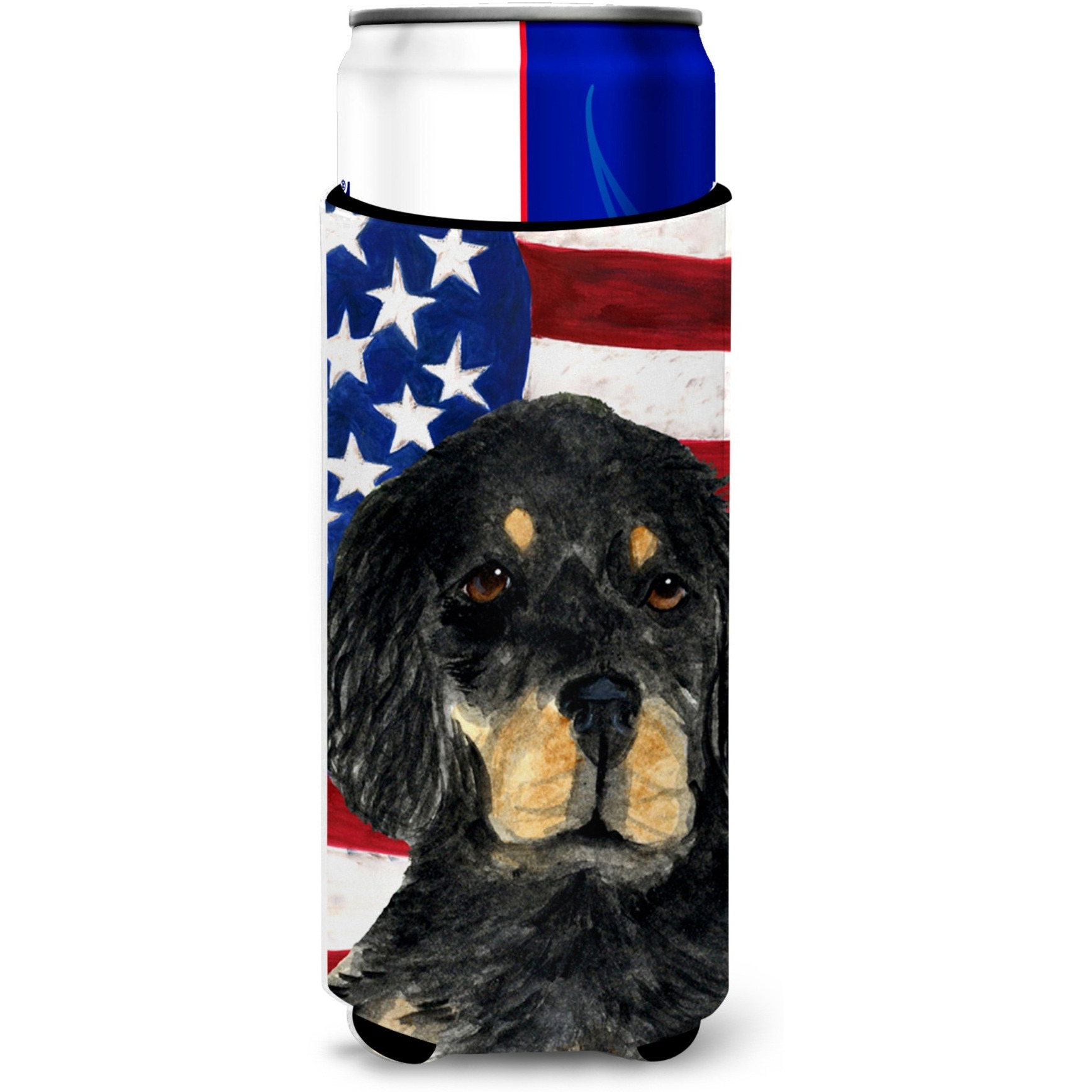 USA American Flag with Gordon Setter Ultra Beverage Insulators for slim cans SS4042MUK