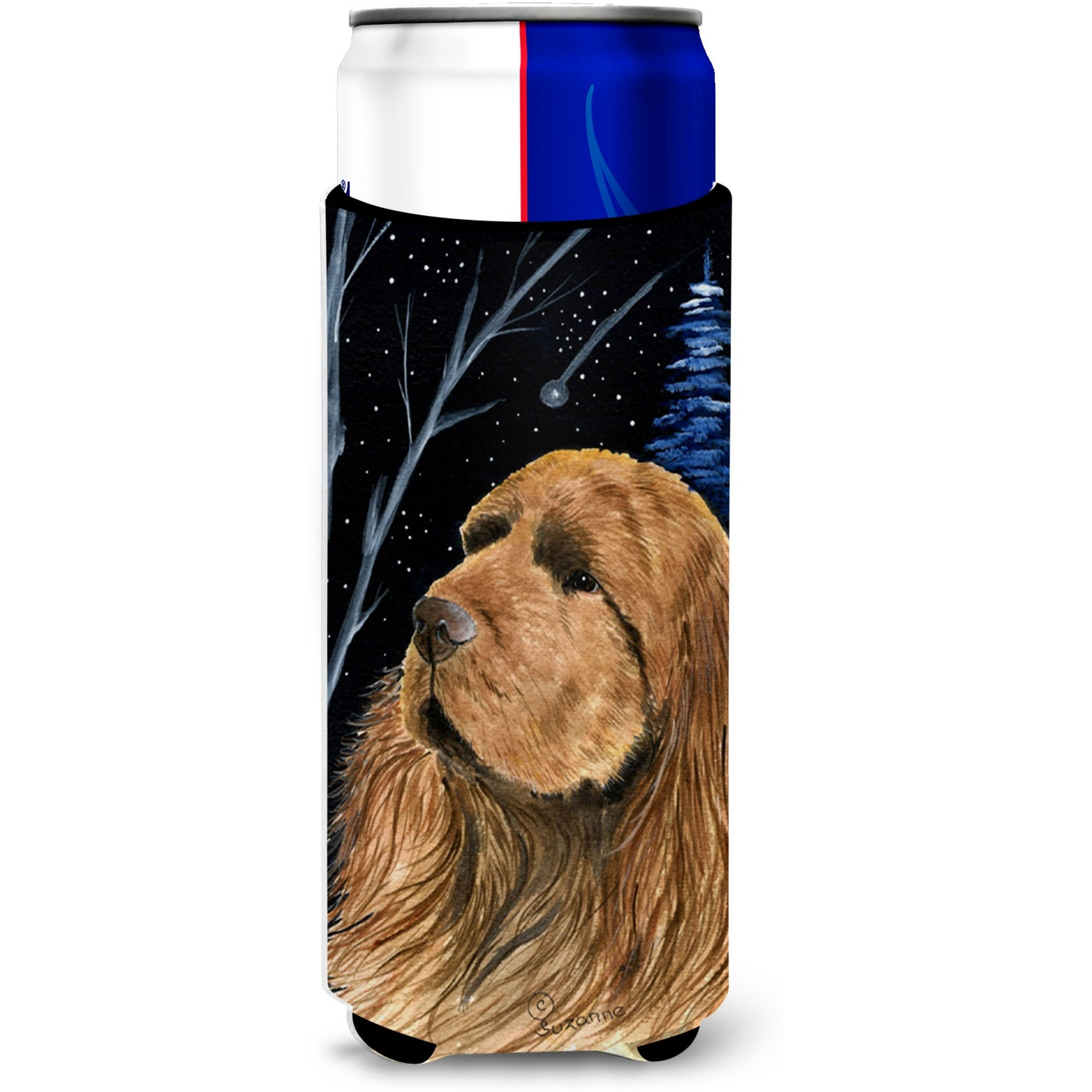 Starry Night Sussex Spaniel Ultra Beverage Insulators for slim cans SS8391MUK