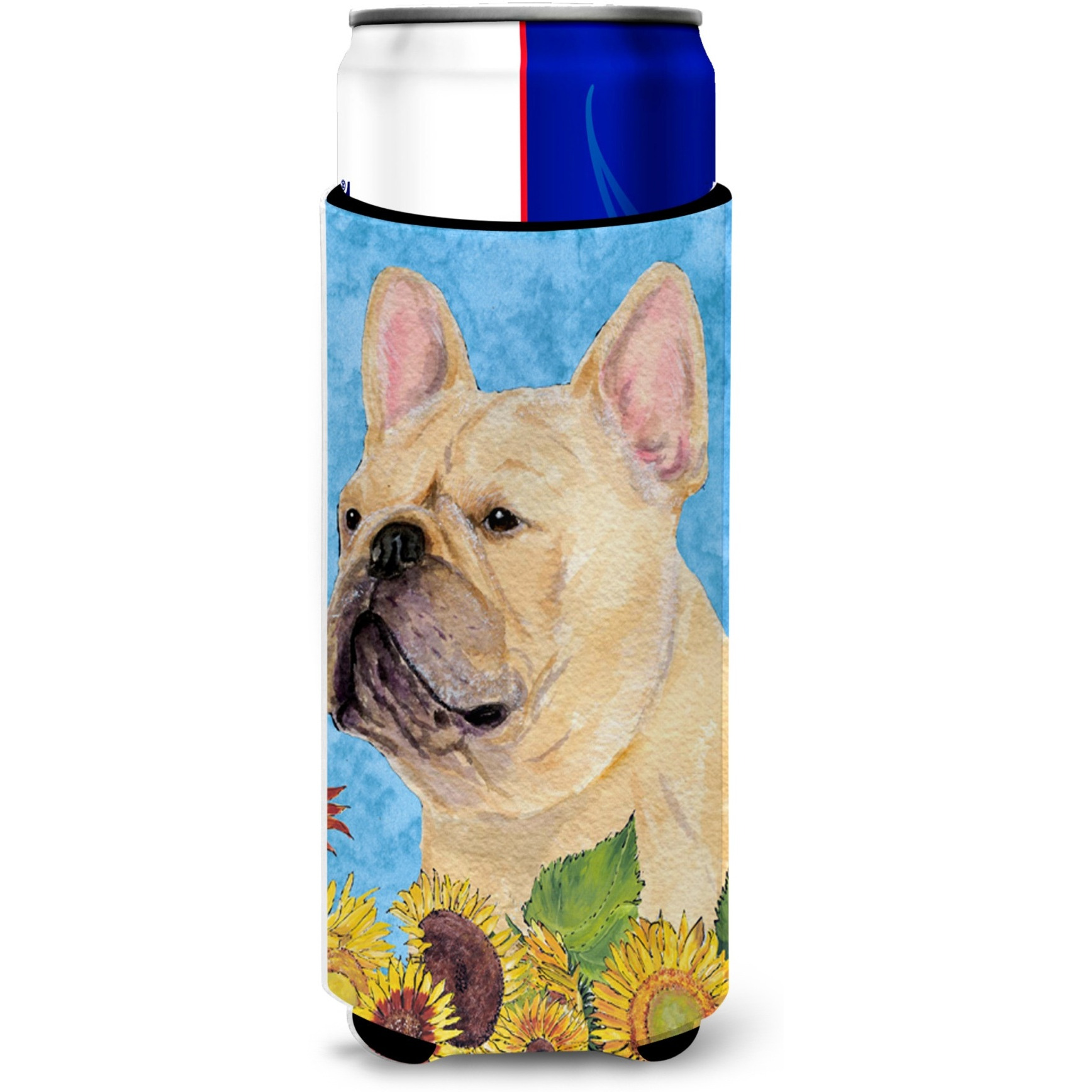 French Bulldog in Summer Flowers Ultra Beverage Insulators for slim cans SS4118MUK