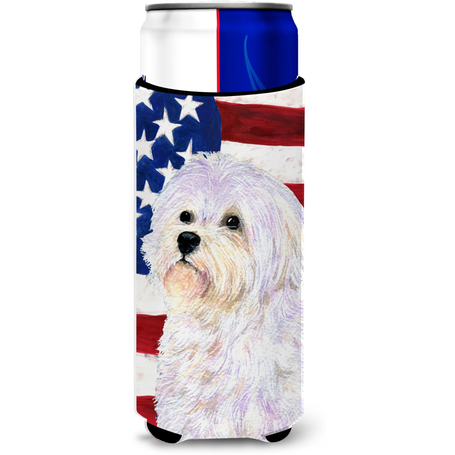 USA American Flag with Maltese Ultra Beverage Insulators for slim cans SS4043MUK