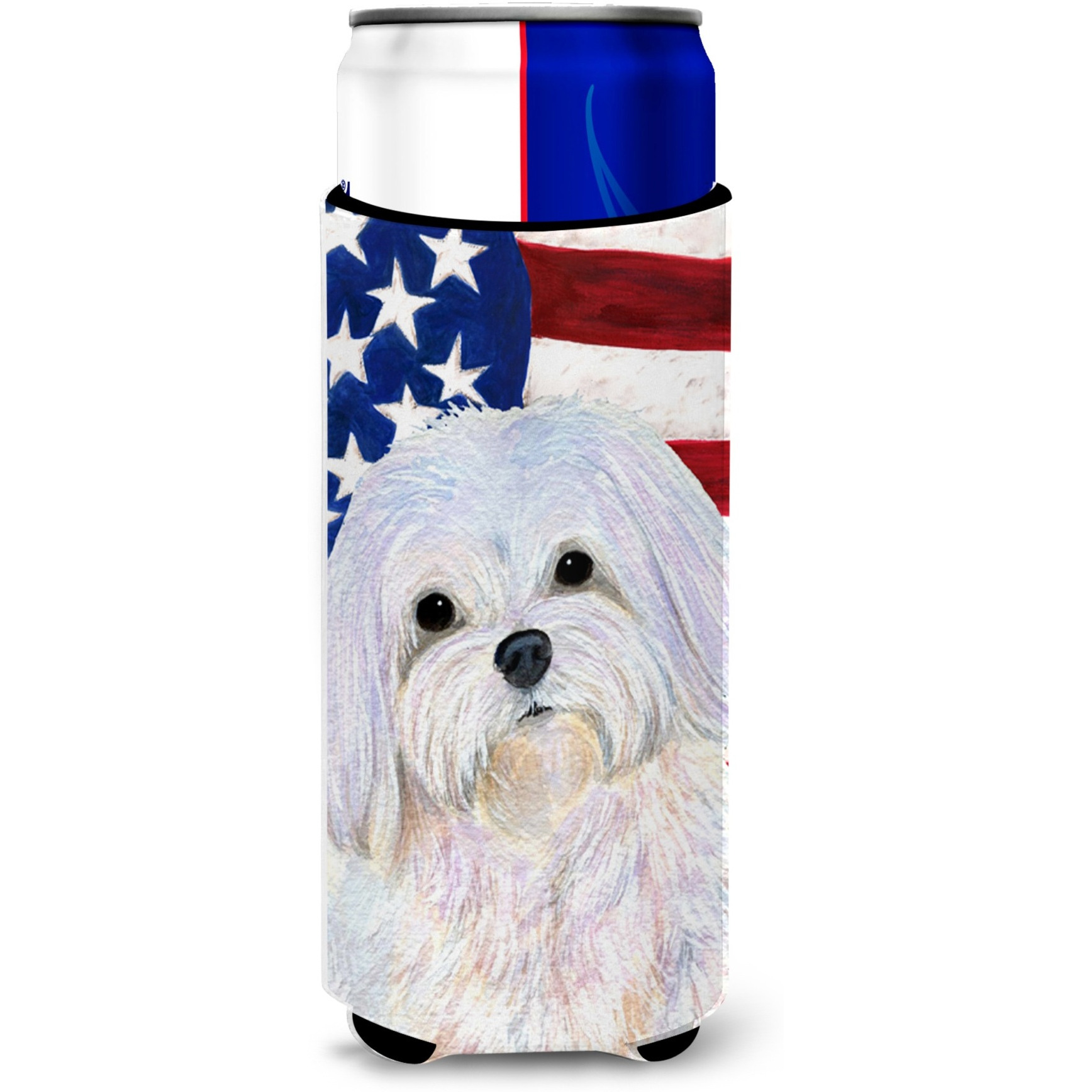 USA American Flag with Maltese Ultra Beverage Insulators for slim cans SS4044MUK