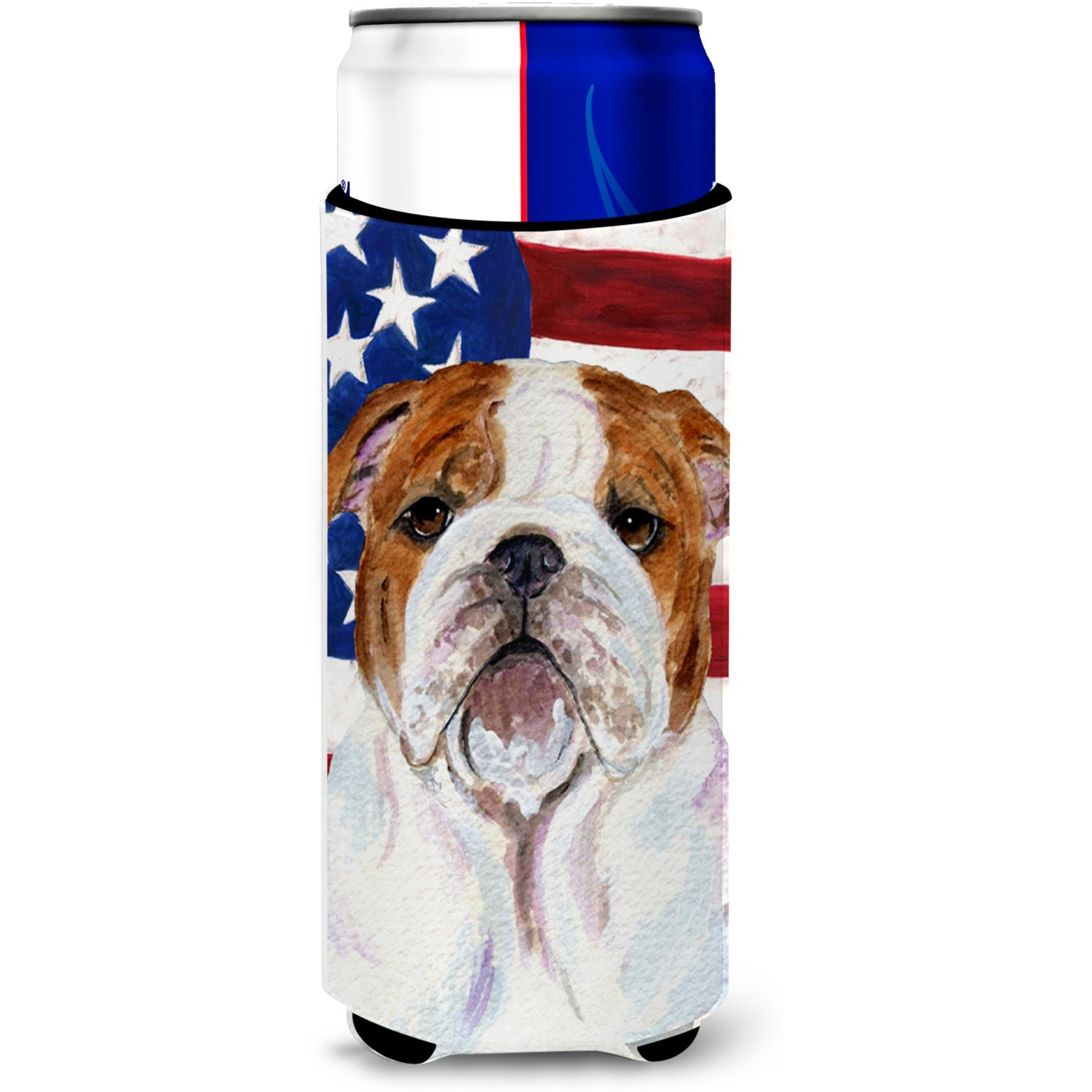 USA American Flag with Bulldog English Ultra Beverage Insulators for slim cans SS4046MUK