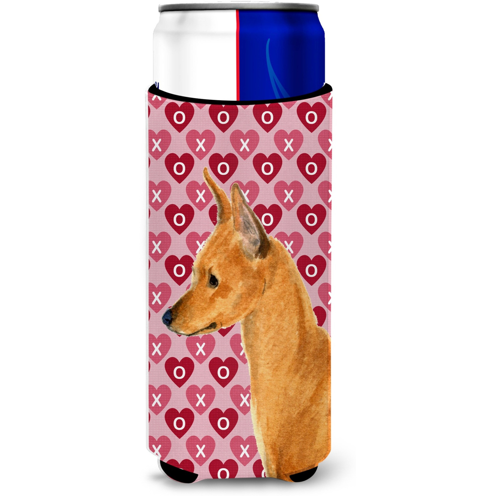 Min Pin Hearts Love and Valentine's Day Portrait Ultra Beverage Insulators for slim cans SS4466MUK
