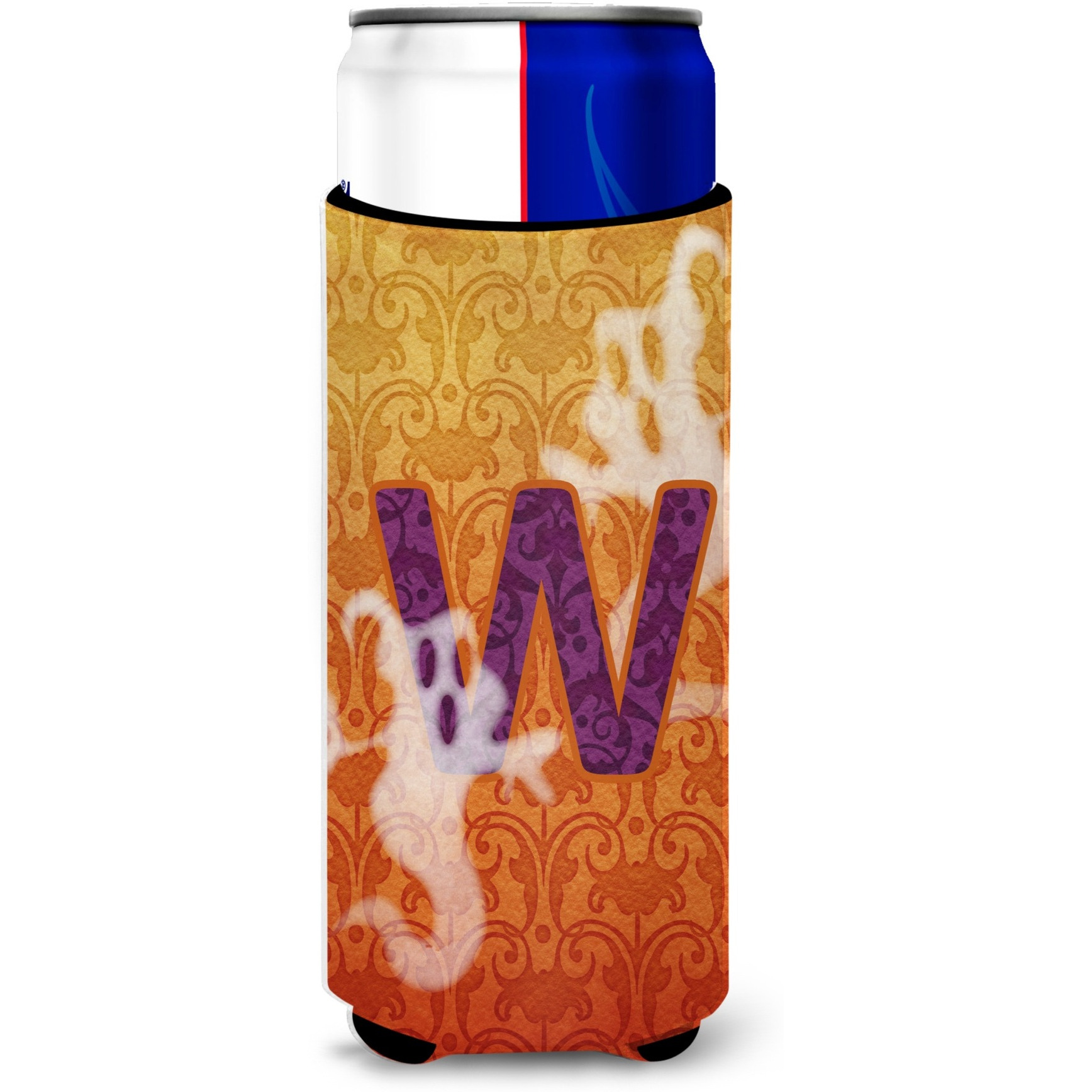 Halloween Ghosts Monogram Initial  Letter W Ultra Beverage Insulators for slim cans CJ1040-WMUK