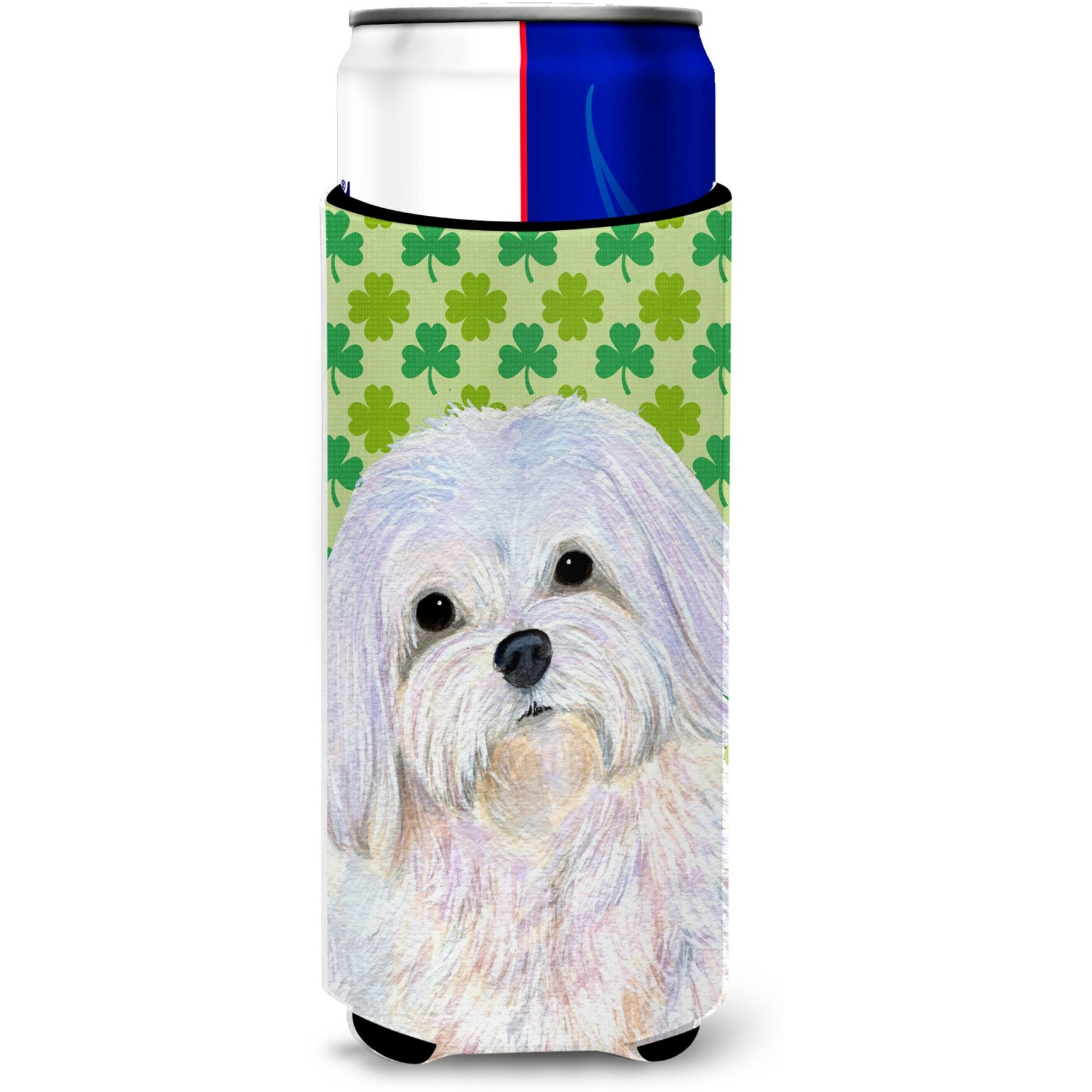 Maltese St. Patrick's Day Shamrock Portrait Ultra Beverage Insulators for slim cans SS4413MUK