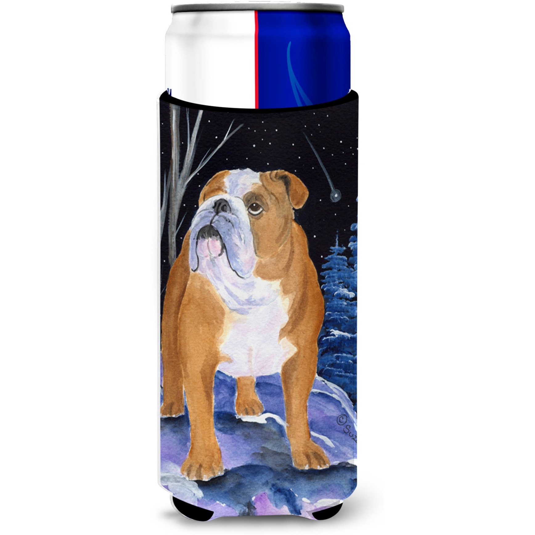 Starry Night English Bulldog Ultra Beverage Insulators for slim cans SS8405MUK