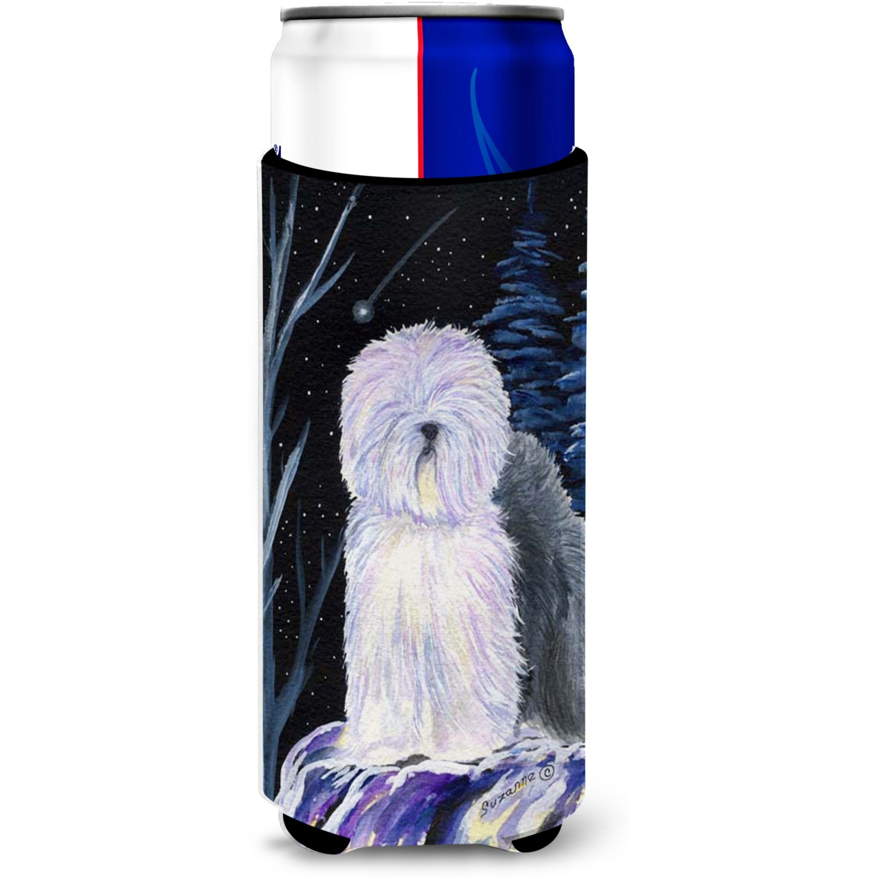 Starry Night Old English Sheepdog Ultra Beverage Insulators for slim cans SS8406MUK