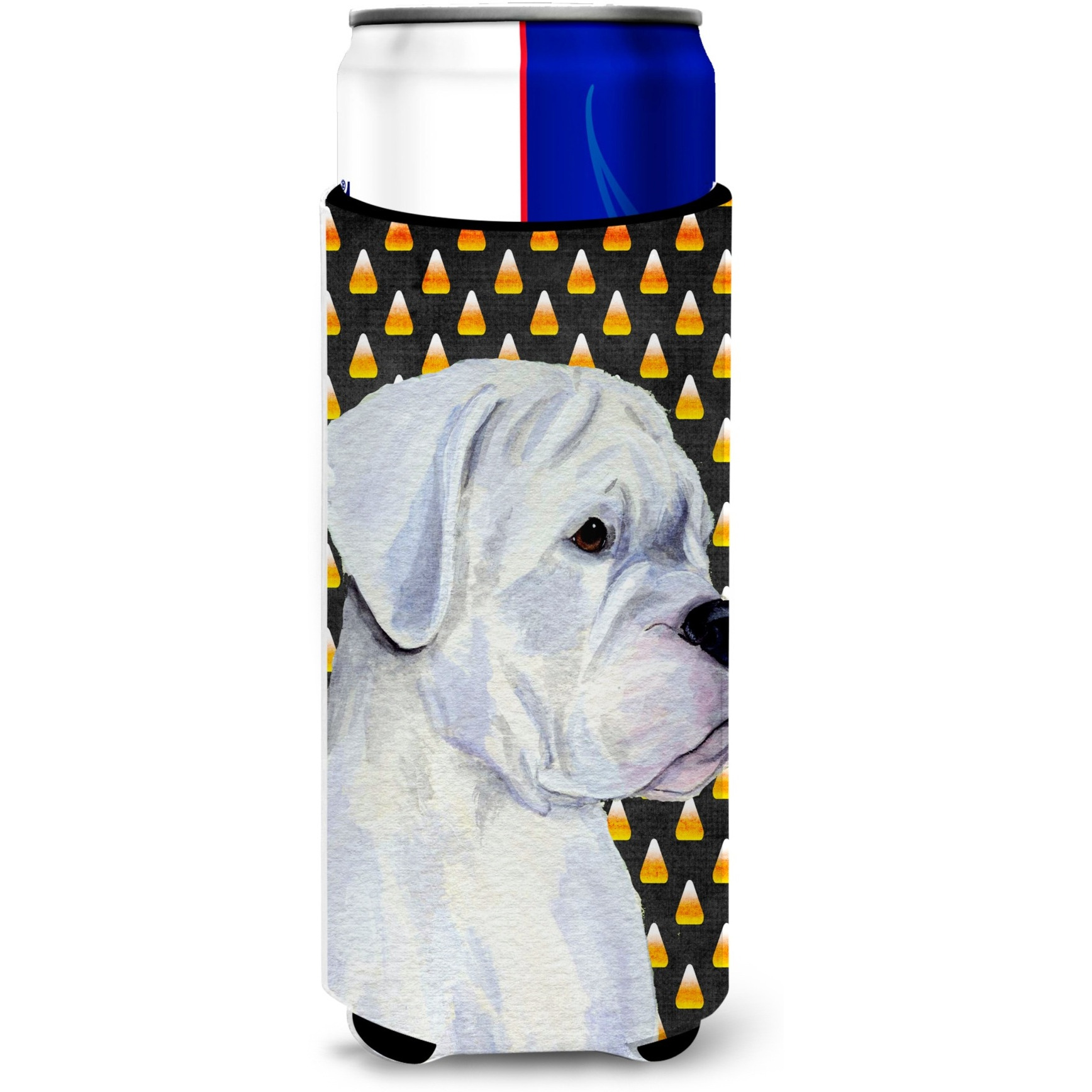 Boxer White Candy Corn Halloween Portrait Ultra Beverage Insulators for slim cans SS4302MUK
