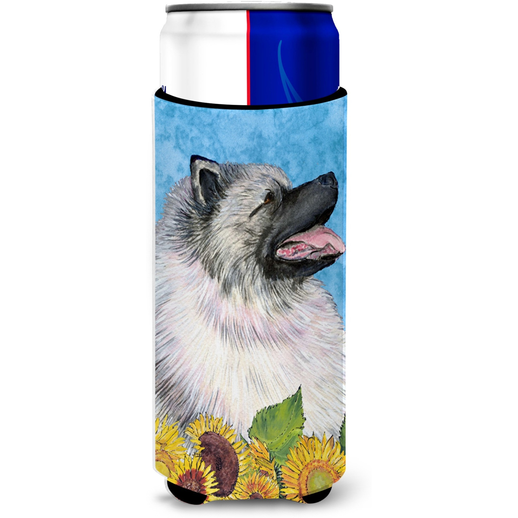 Keeshond in Summer Flowers Ultra Beverage Insulators for slim cans SS4122MUK