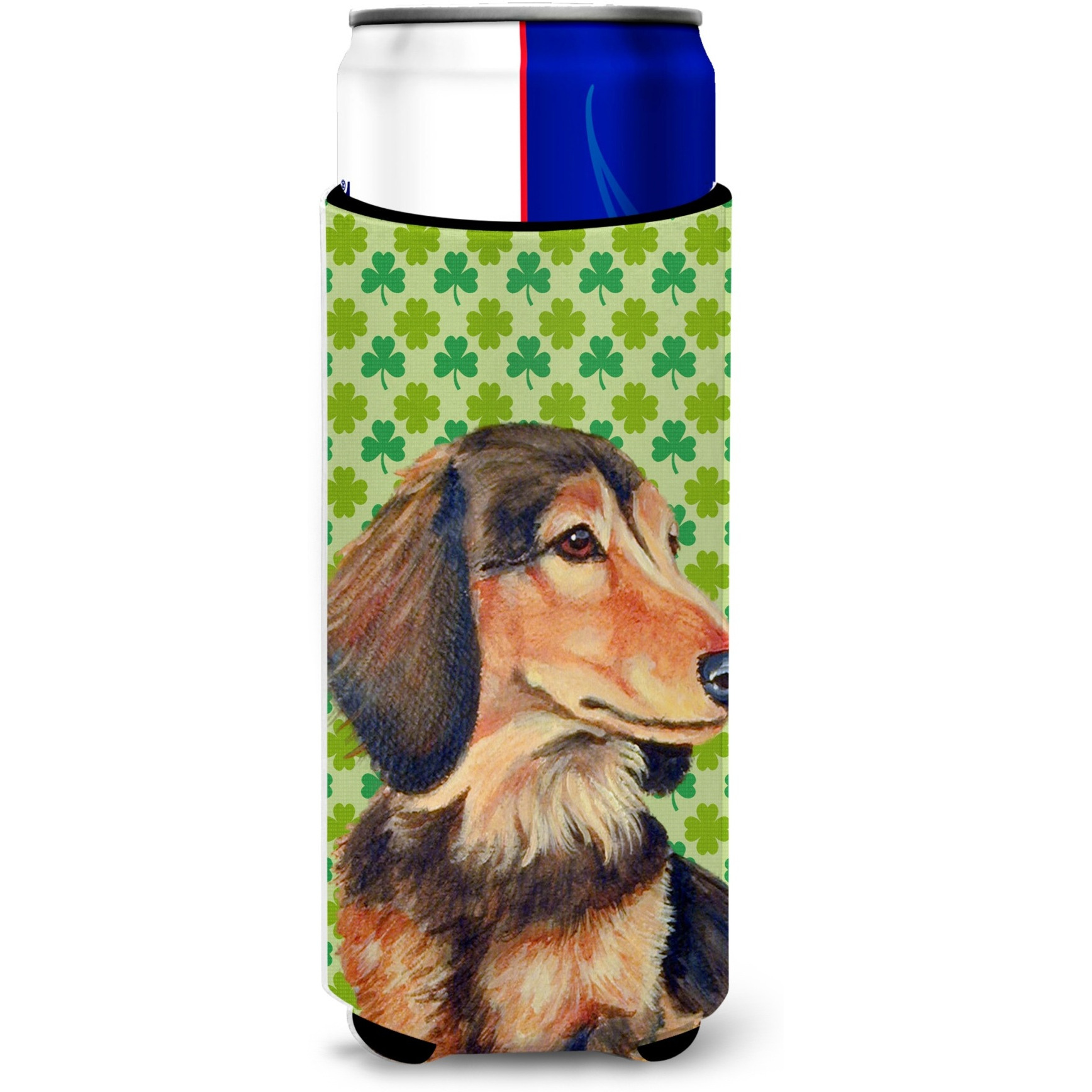 Dachshund St. Patrick's Day Shamrock Portrait Ultra Beverage Insulators for slim cans LH9211MUK
