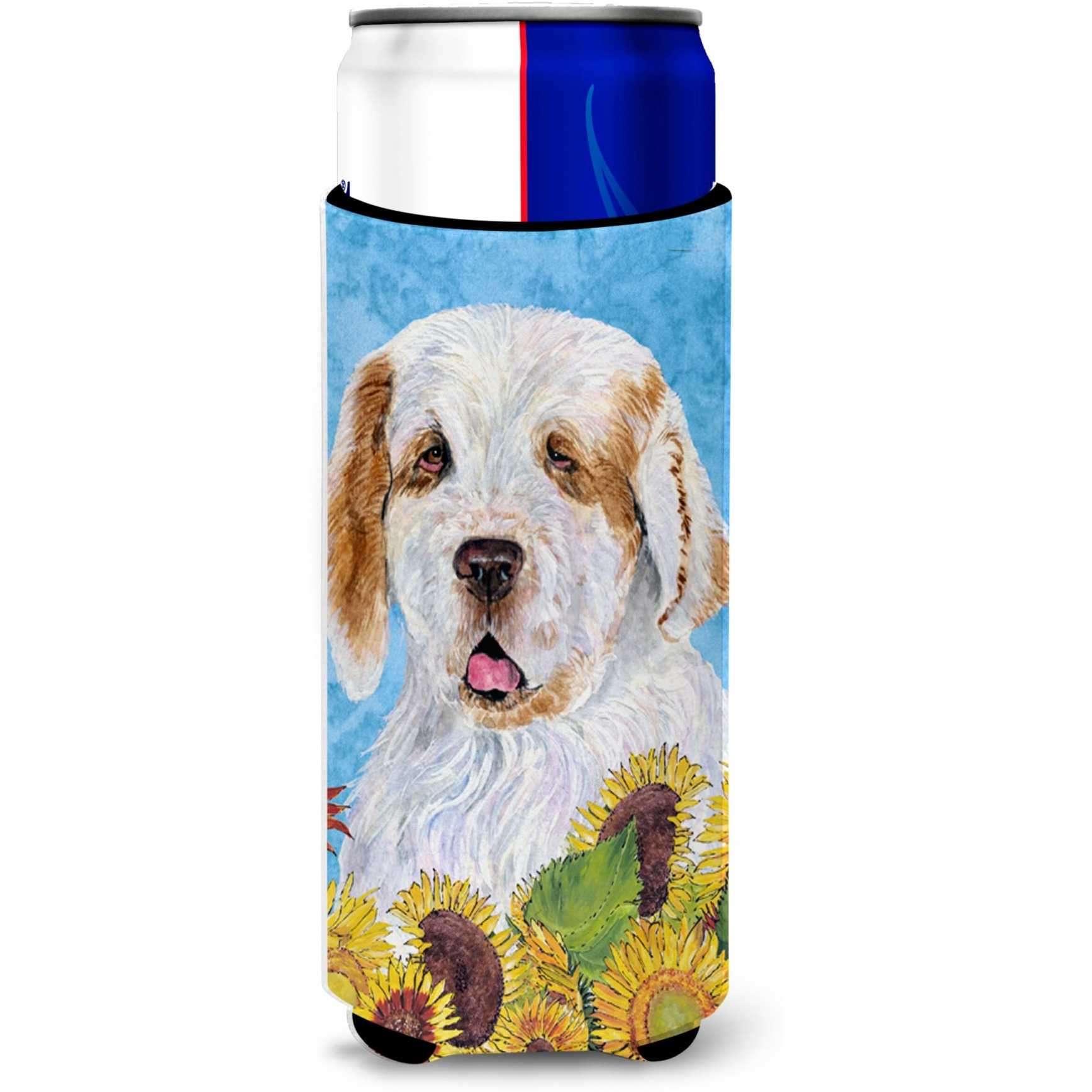 Clumber Spaniel in Summer Flowers Ultra Beverage Insulators for slim cans SS4133MUK