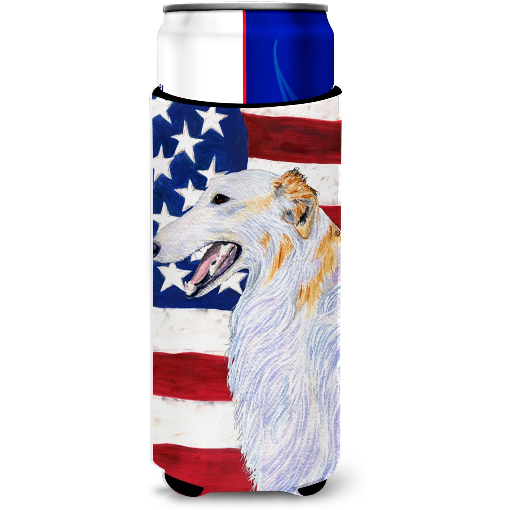 USA American Flag with Borzoi Ultra Beverage Insulators for slim cans SS4231MUK