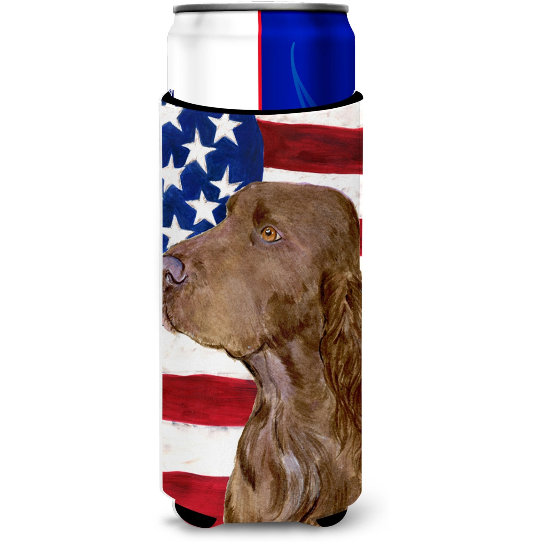 USA American Flag with Field Spaniel Ultra Beverage Insulators for slim cans SS4010MUK