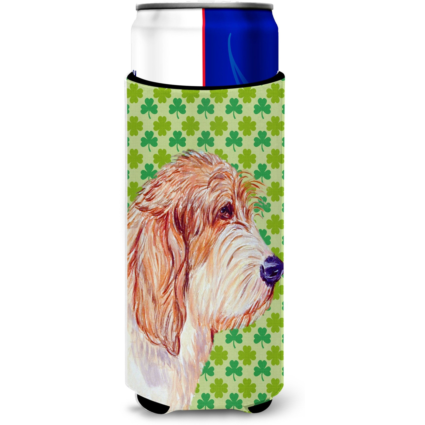 Petit Basset Griffon Vendeen St. Patrick's Day Shamrock Ultra Beverage Insulators for slim cans LH9217MUK