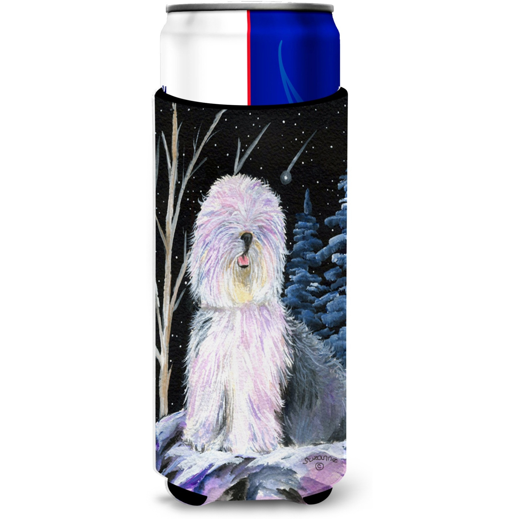 Starry Night Old English Sheepdog Ultra Beverage Insulators for slim cans SS8409MUK
