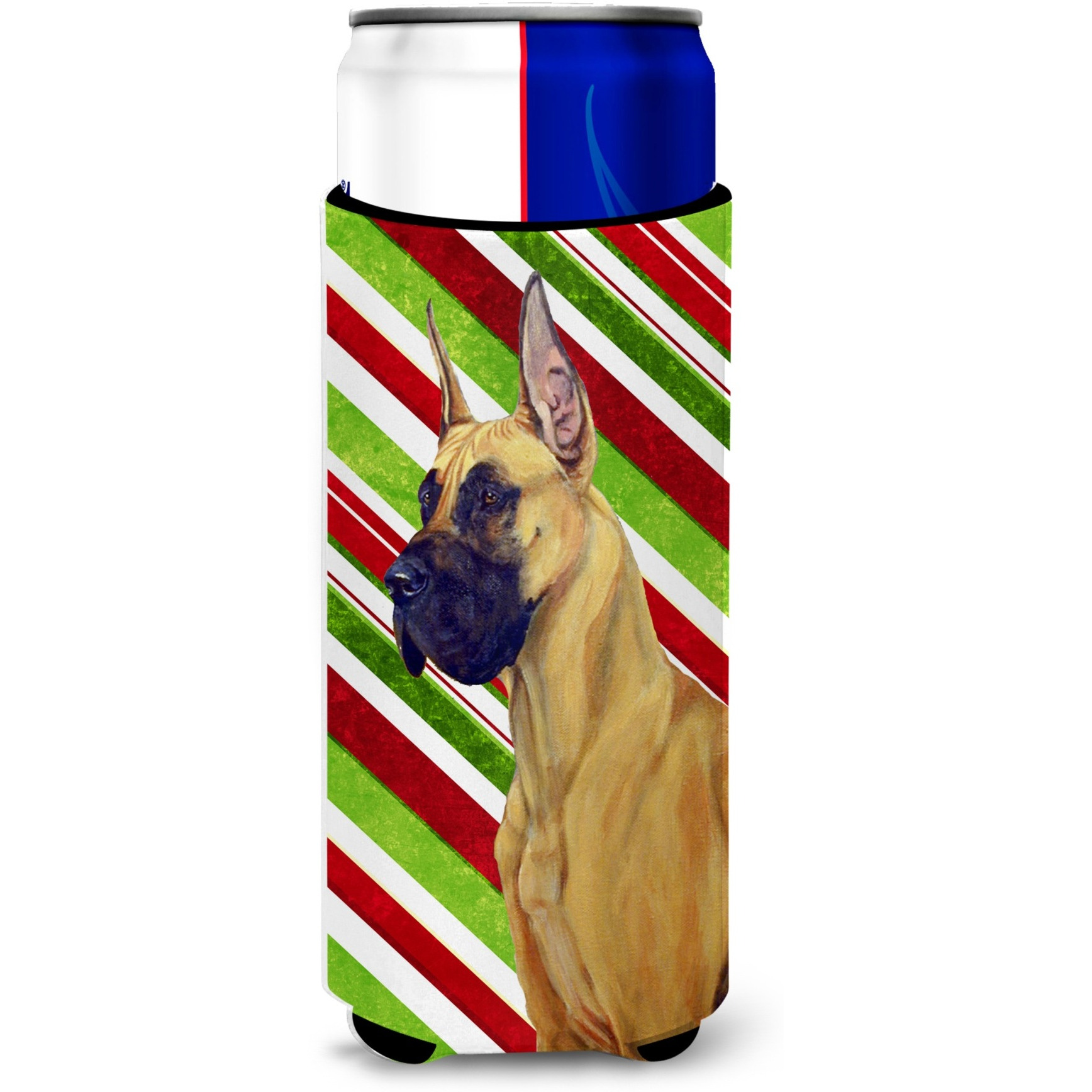 Great Dane Candy Cane Holiday Christmas Ultra Beverage Insulators for slim cans LH9220MUK