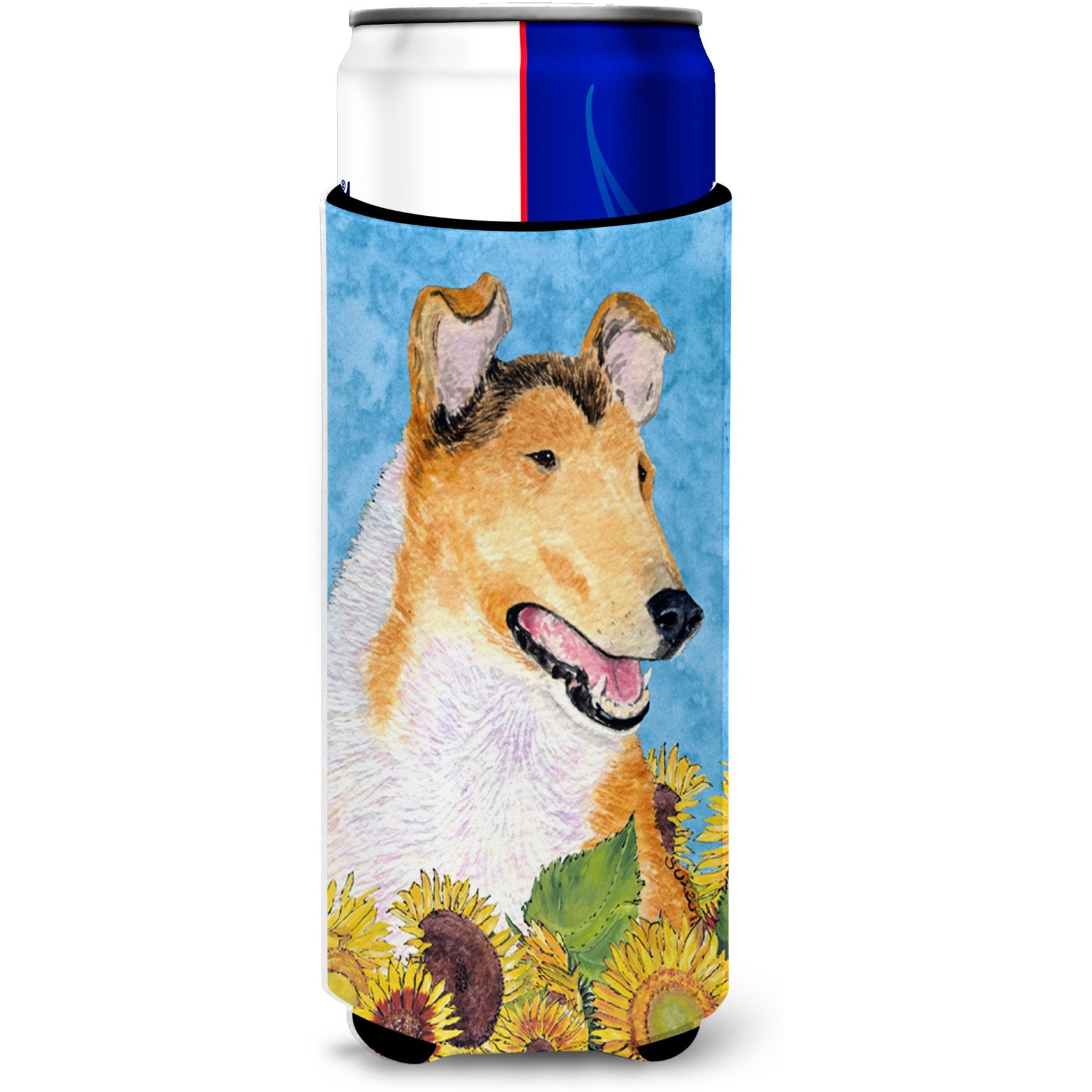 Collie Smooth in Summer Flowers Ultra Beverage Insulators for slim cans SS4239MUK