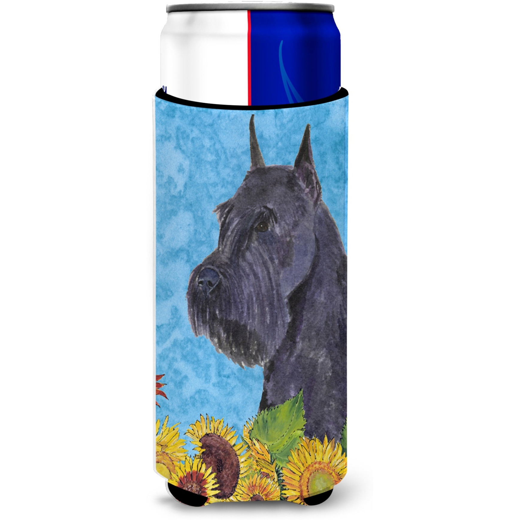 Schnauzer in Summer Flowers Ultra Beverage Insulators for slim cans SS4156MUK