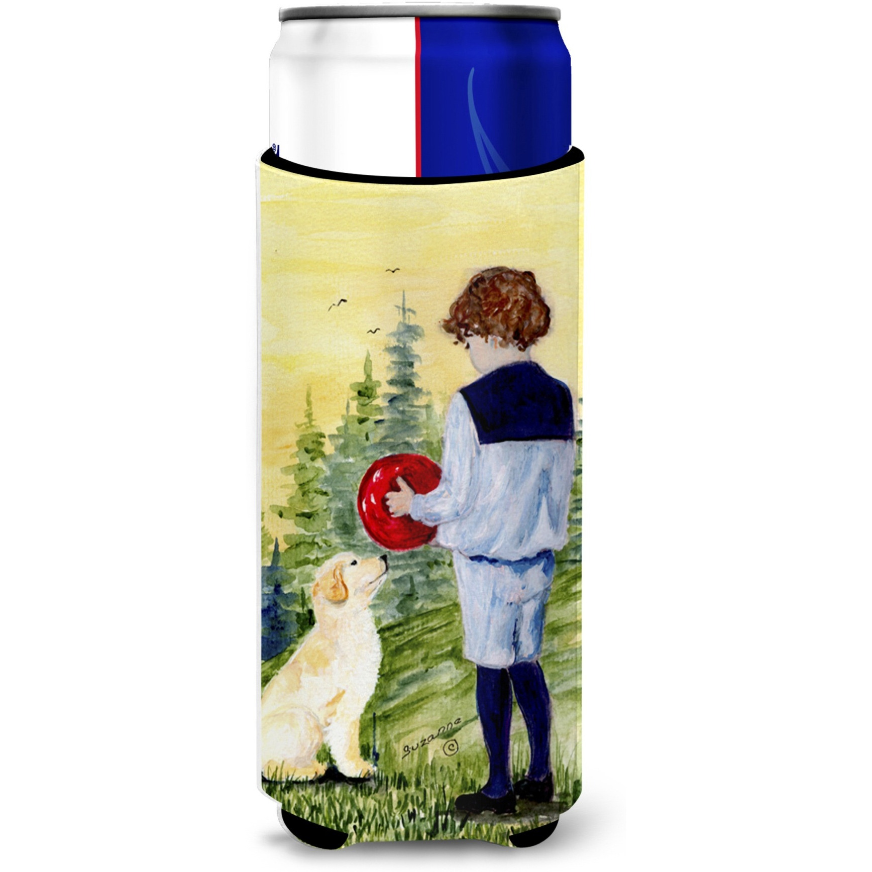 Little Boy with his Golden Retriever Ultra Beverage Insulators for slim cans SS8530MUK