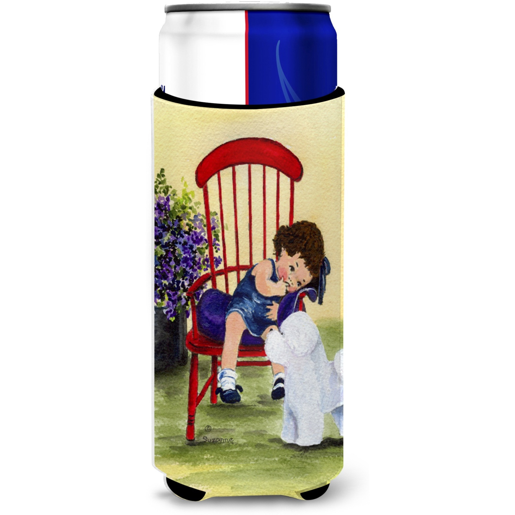 Little Girl with her Bichon Frise Ultra Beverage Insulators for slim cans SS8533MUK
