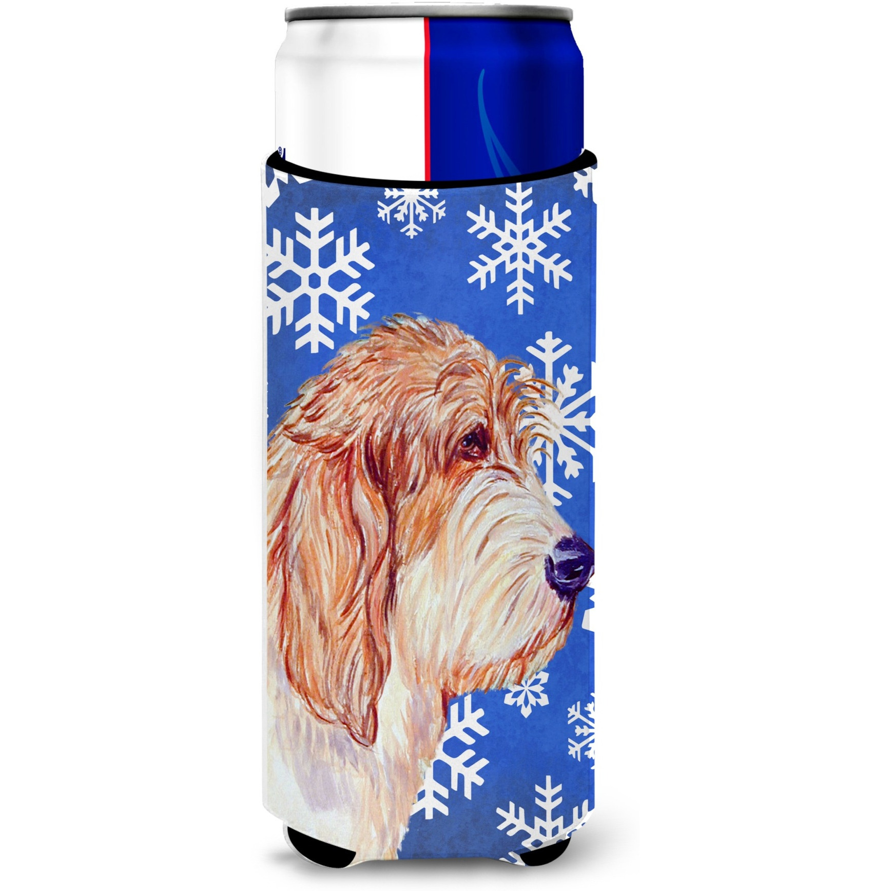 Petit Basset Griffon Vendeen Winter Snowflakes Holiday Ultra Beverage Insulators for slim cans LH9307MUK