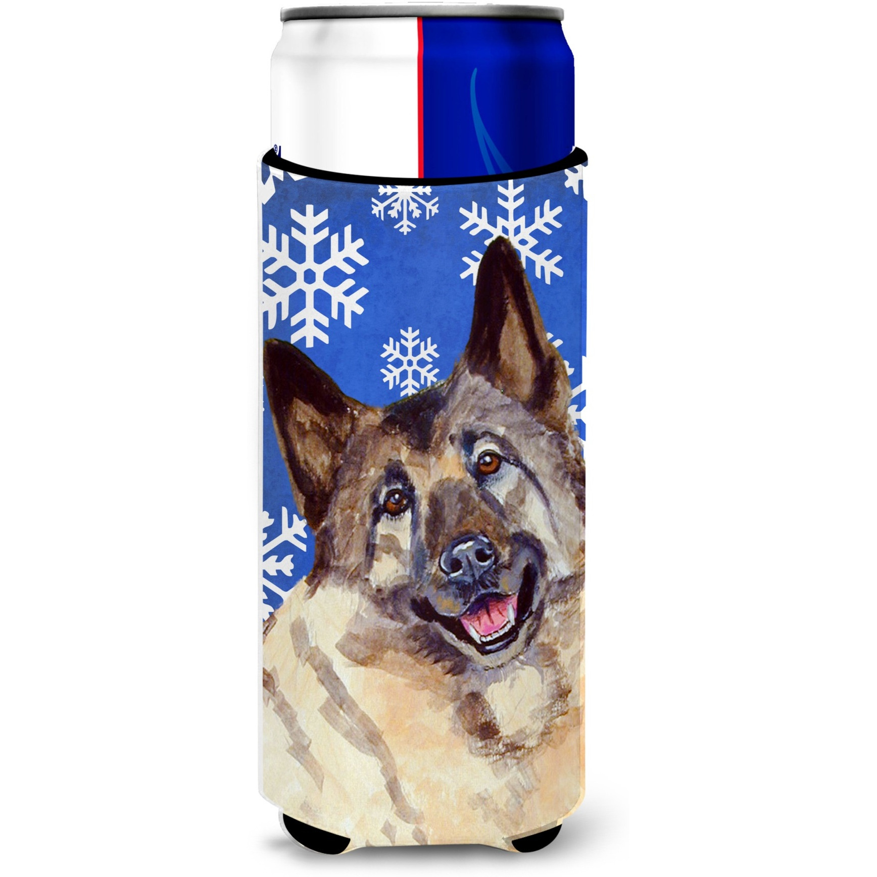 Norwegian Elkhound Winter Snowflakes Holiday Ultra Beverage Insulators for slim cans LH9308MUK