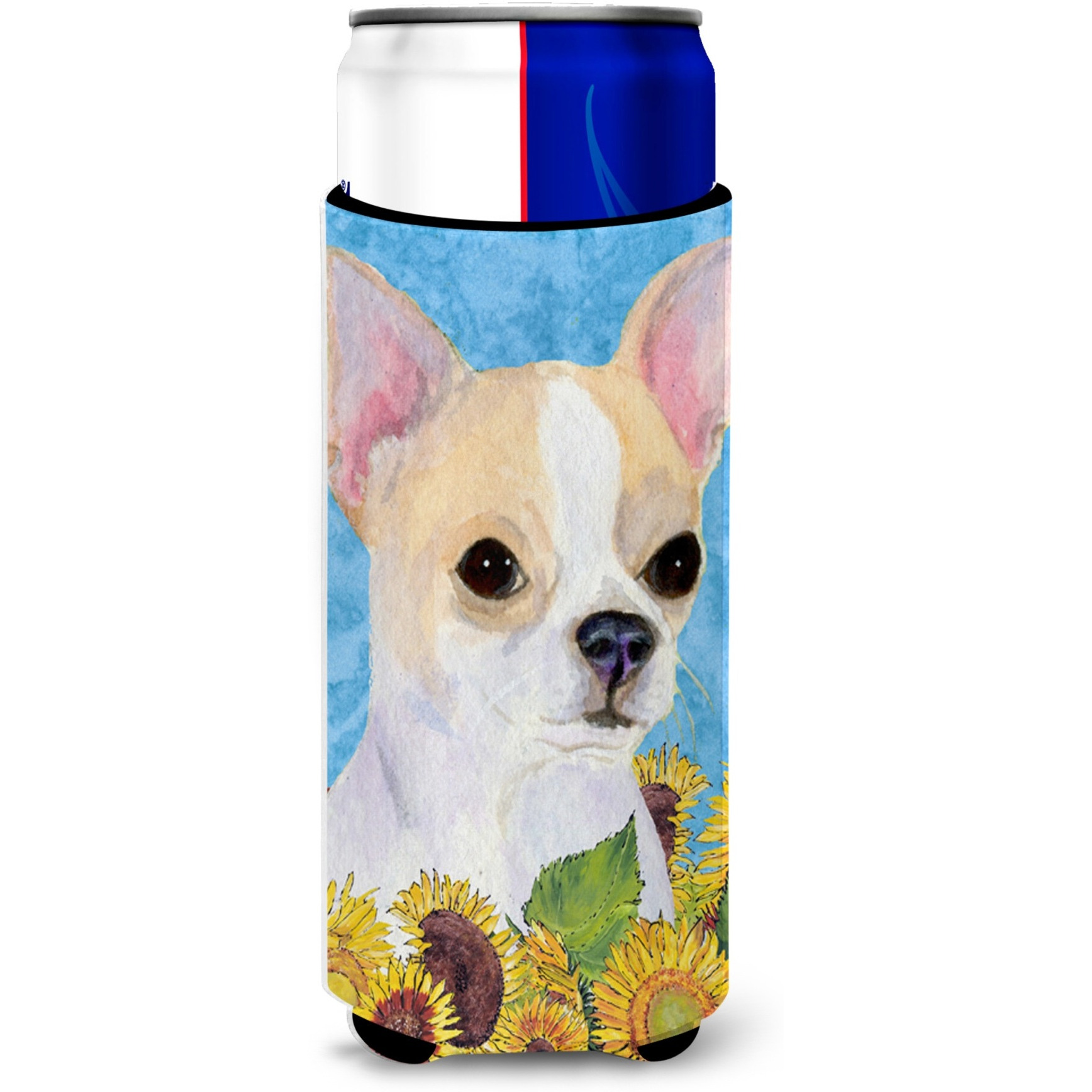 Chihuahua in Summer Flowers Ultra Beverage Insulators for slim cans SS4243MUK