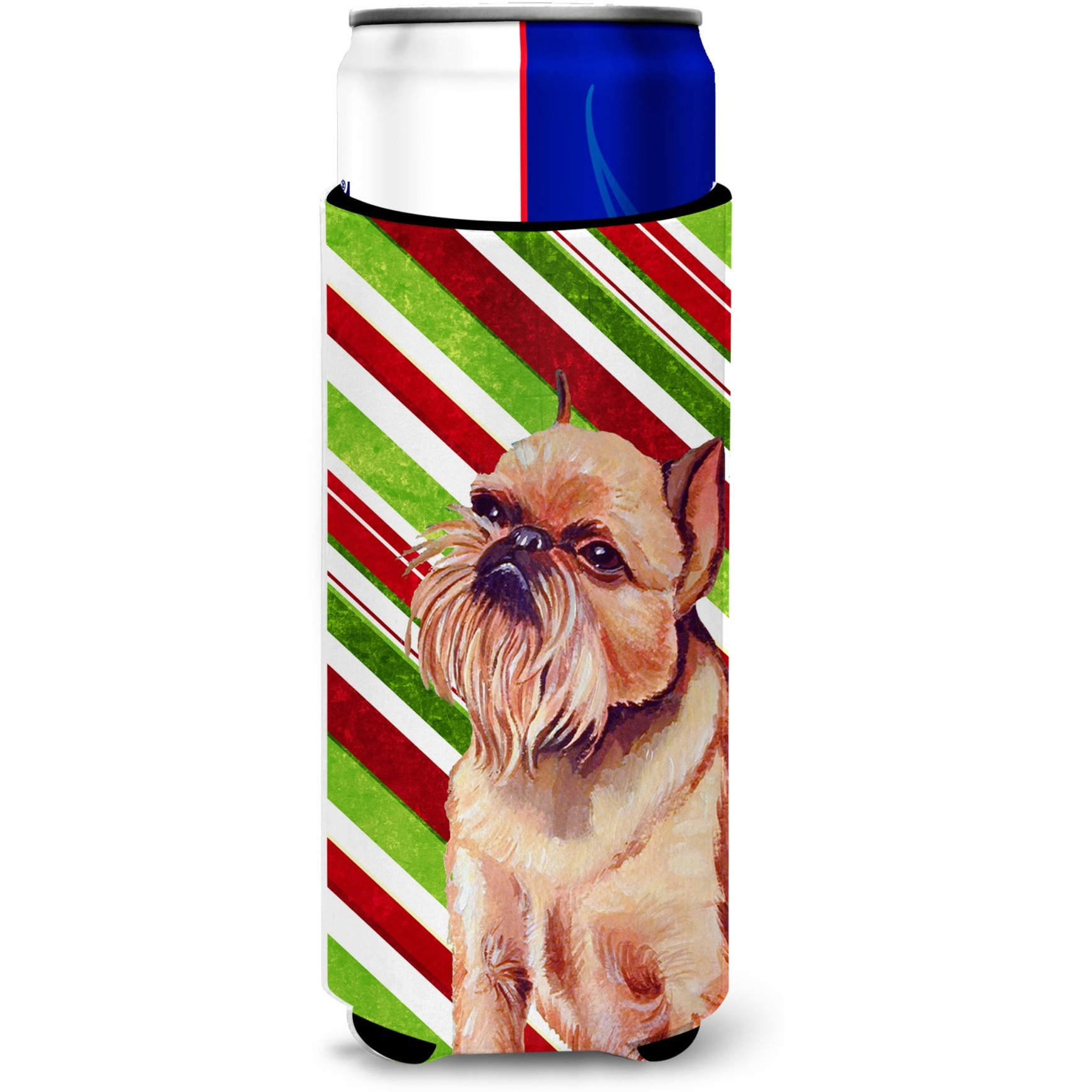 Brussels Griffon Candy Cane Holiday Christmas Ultra Beverage Insulators for slim cans LH9224MUK