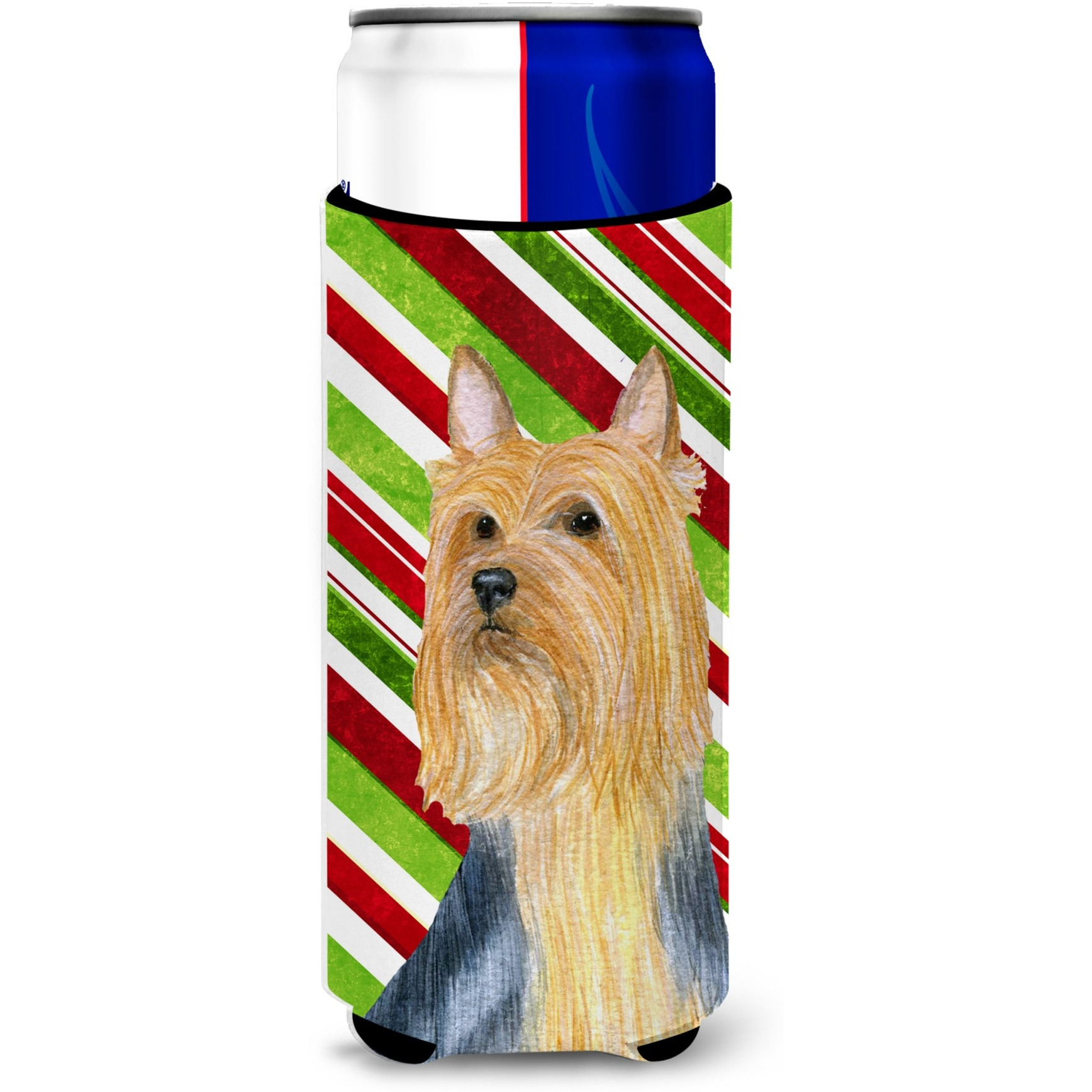 Silky Terrier Candy Cane Holiday Christmas Ultra Beverage Insulators for slim cans LH9226MUK