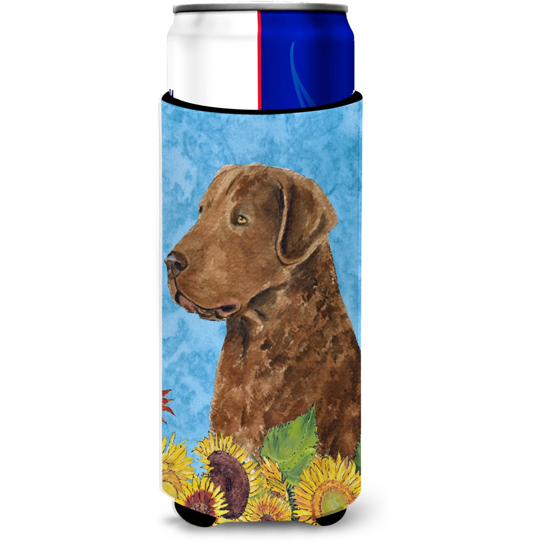 Curly Coated Retriever in Summer Flowers Ultra Beverage Insulators for slim cans SS4165MUK