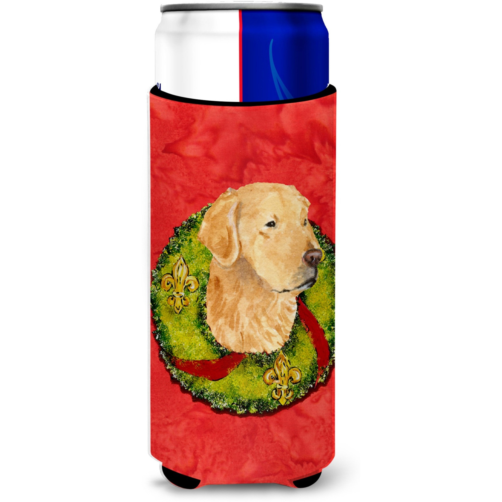 Golden Retriever Cristmas Wreath Ultra Beverage Insulators for slim cans SS4166MUK