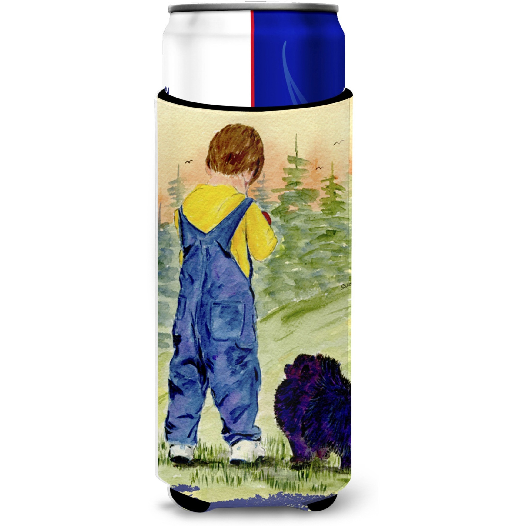 Little Boy with his  Pomeranian Ultra Beverage Insulators for slim cans SS8544MUK