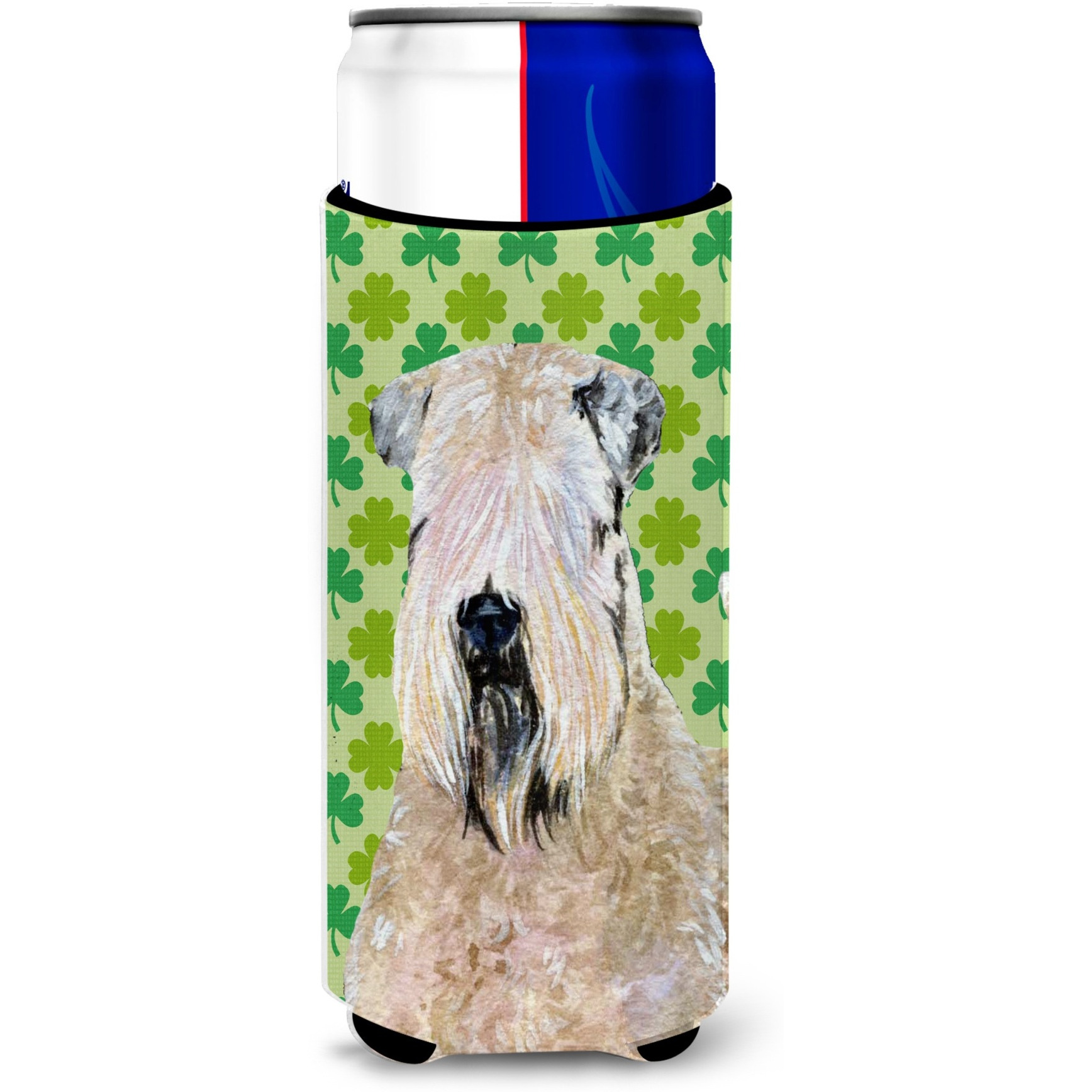 Wheaten Terrier Soft Coated St. Patrick's Day Shamrock Ultra Beverage Insulators for slim cans SS4424MUK