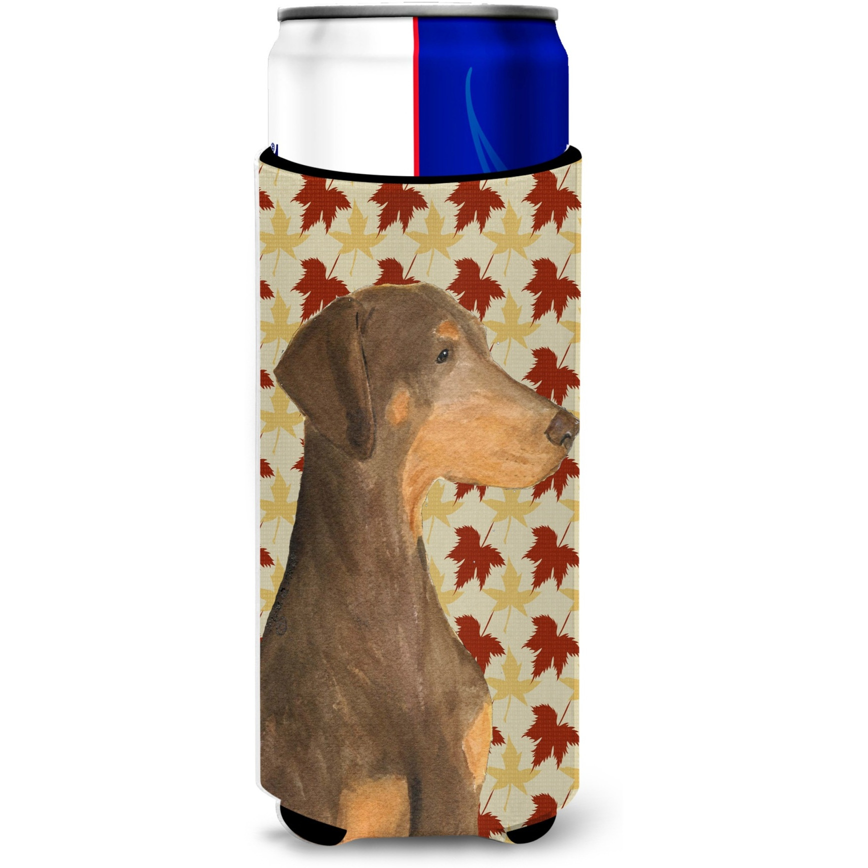 Doberman Fall Leaves Portrait Ultra Beverage Insulators for slim cans SS4377MUK