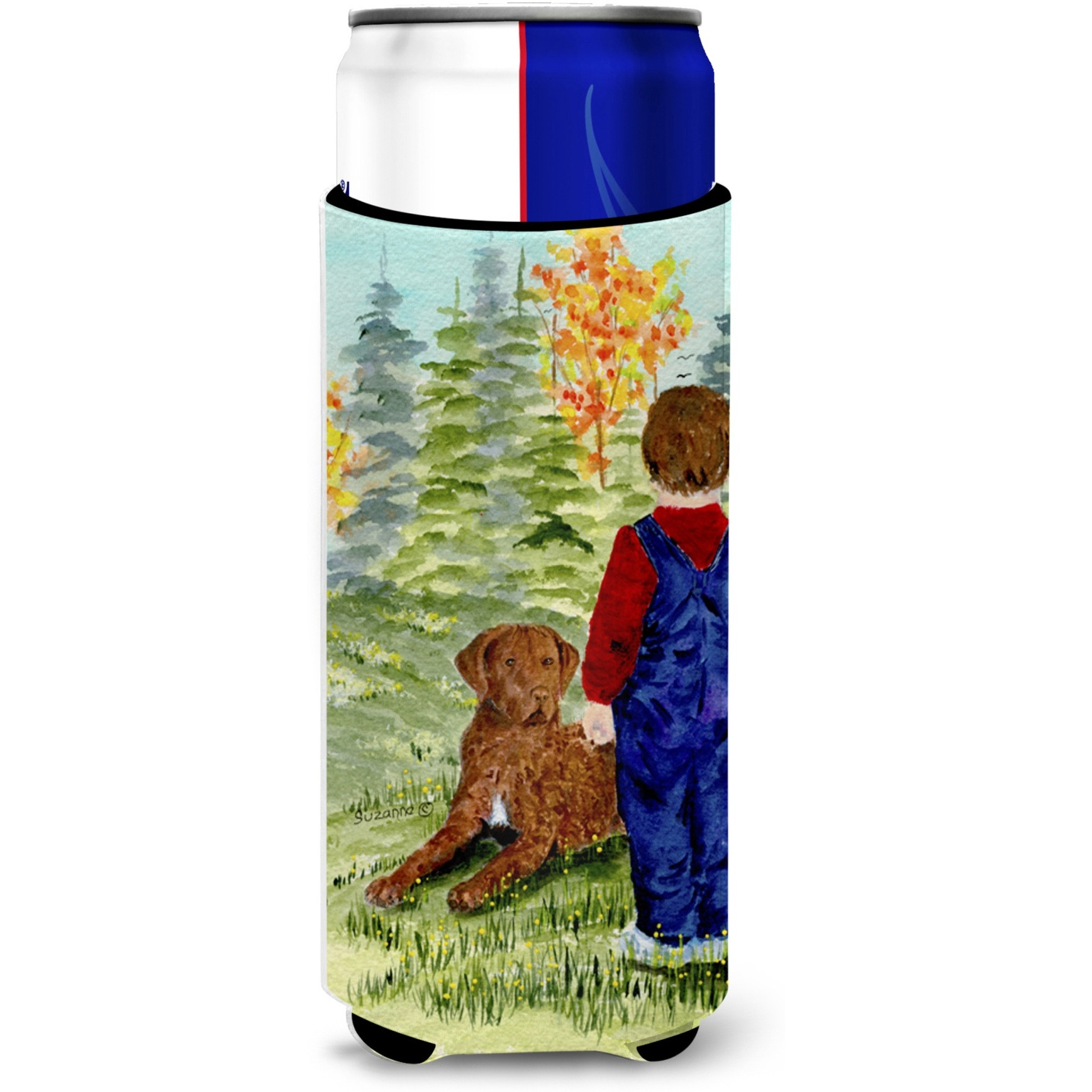 Little boy with his Chesapeake Bay Retriever Ultra Beverage Insulators for slim cans SS8547MUK