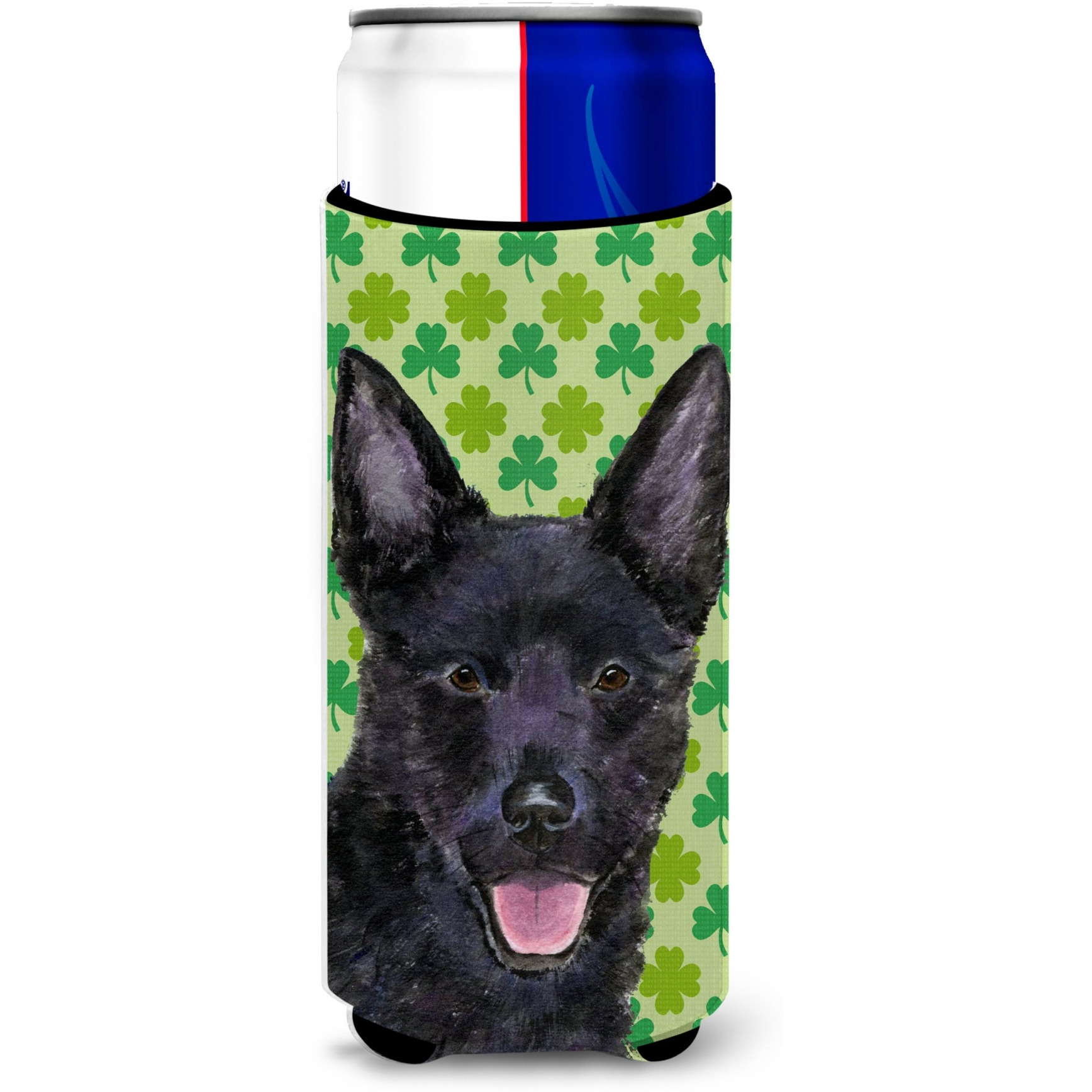 Australian Kelpie St. Patrick's Day Shamrock Portrait Ultra Beverage Insulators for slim cans SS4429MUK
